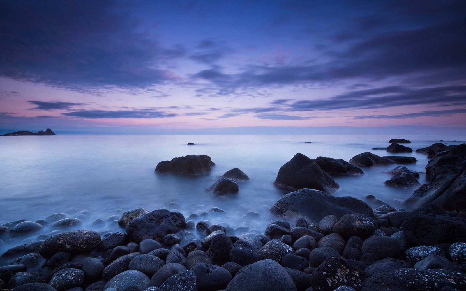 Italy Aci Catena Sea Coast With Rocks, Calm Sea, Dark Cloud Desktop Hd