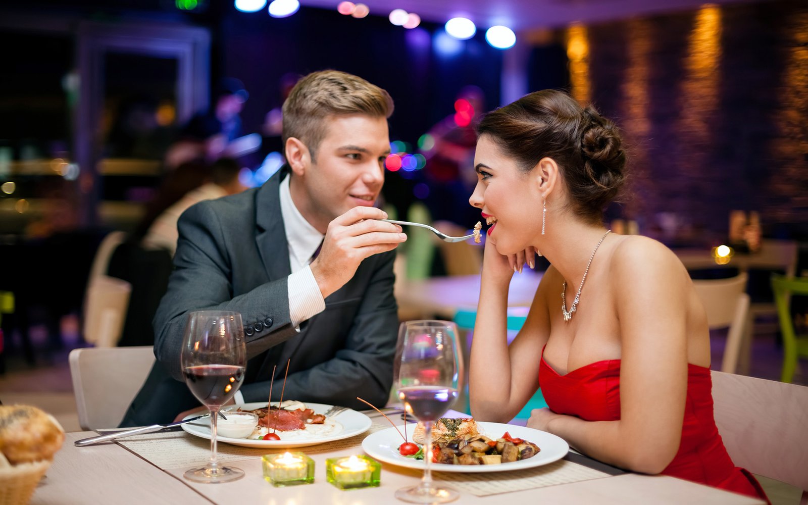 Romantic Evening With Romantic Couple In Restaurant