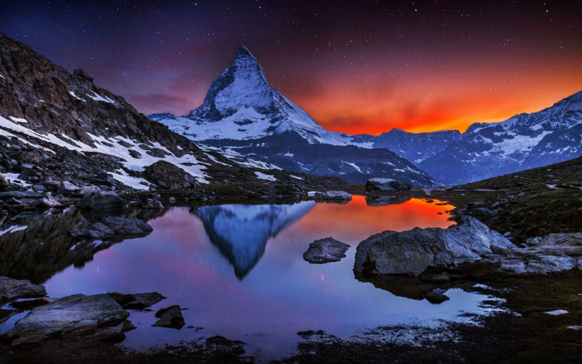 The Matterhorn German Excuse Matərˌhɔrn Is A Mountain In The Alps Between  Switzerland And Italy : 