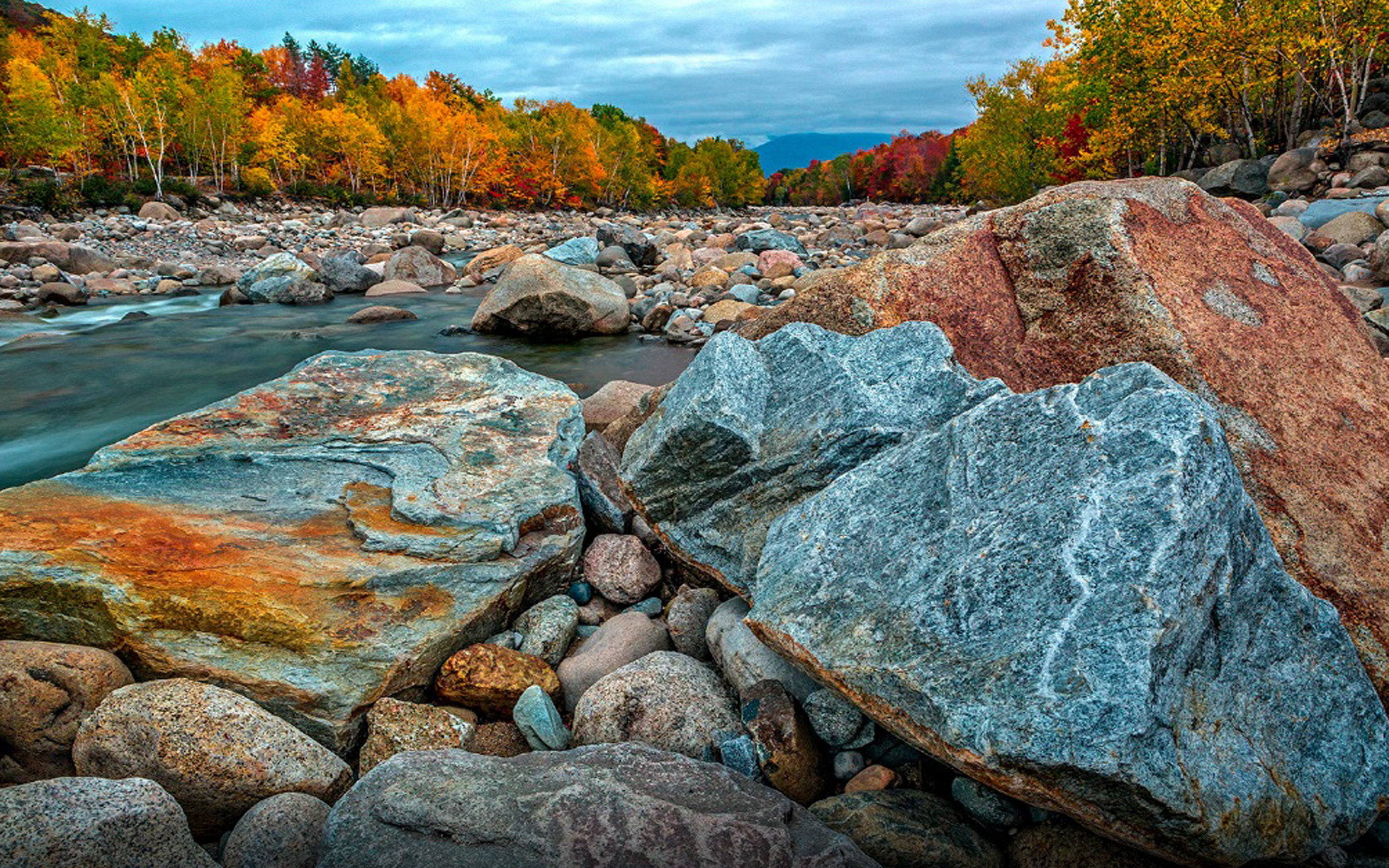 Autumn In The New  Hampshire River Pemigewuasset Desktop  