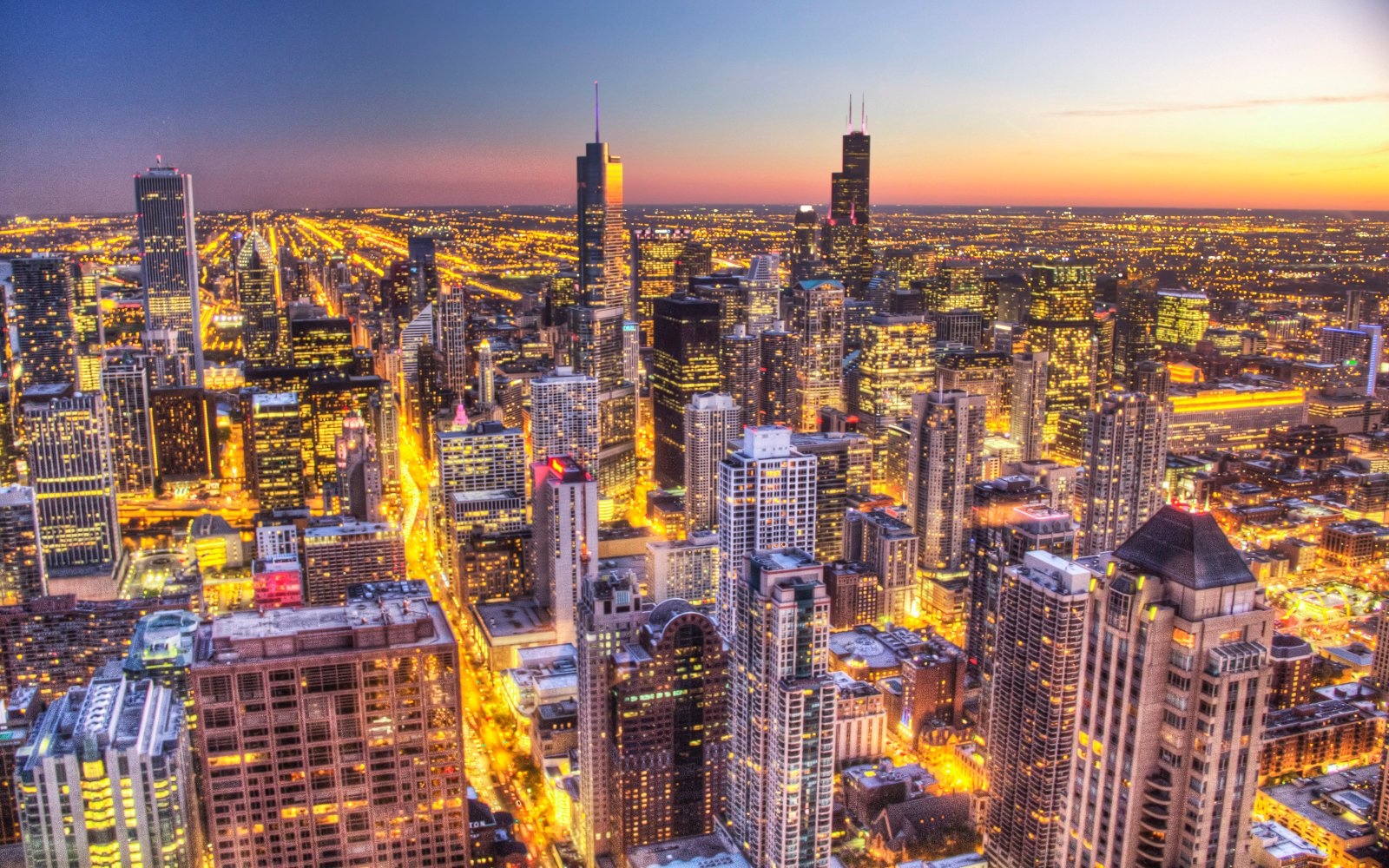 Bright Night City Chicago Is The Most Populous City In The State Of