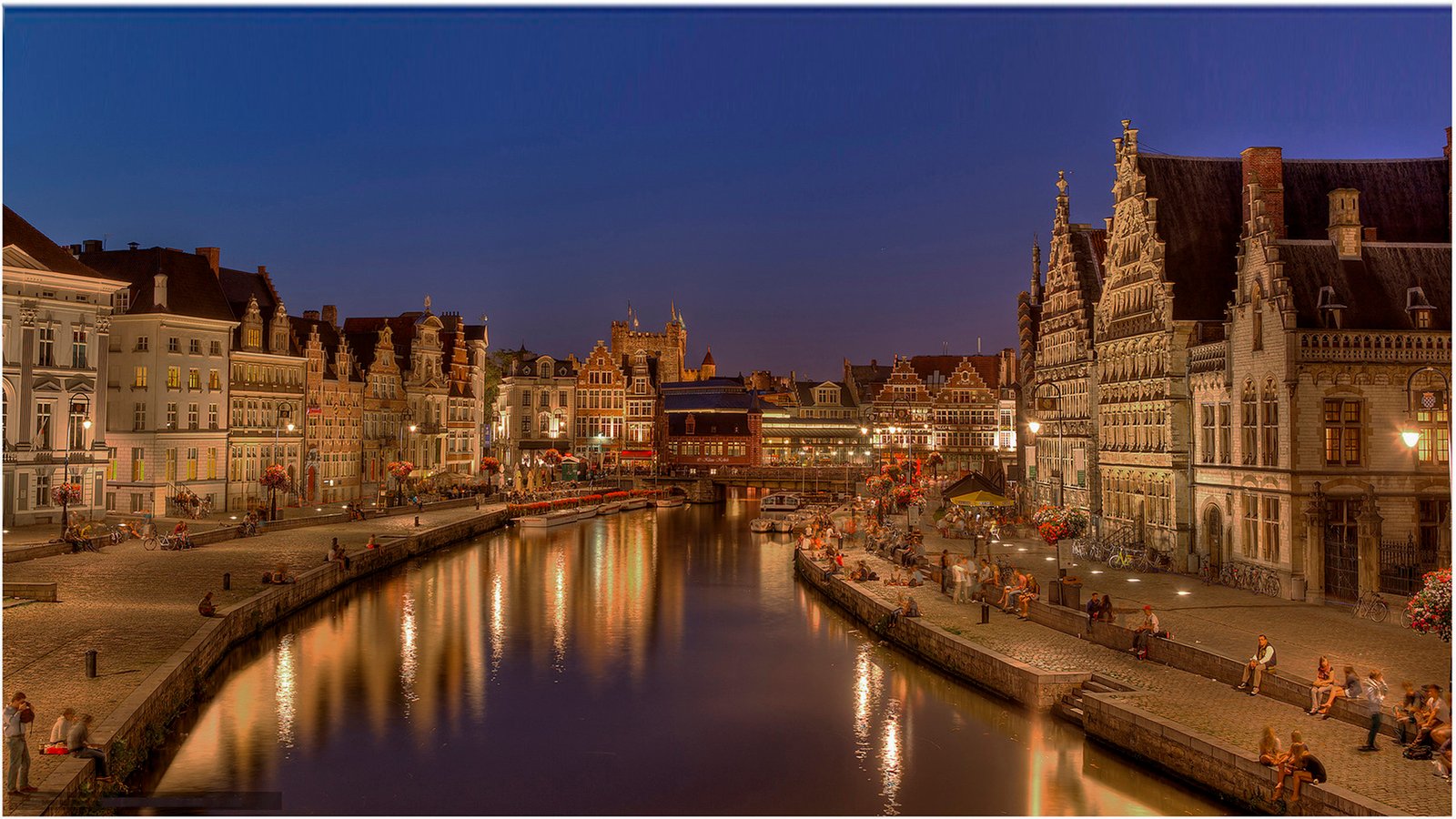 Ghent Flanders Belgium City Night Time Desktop Backgrounds Free