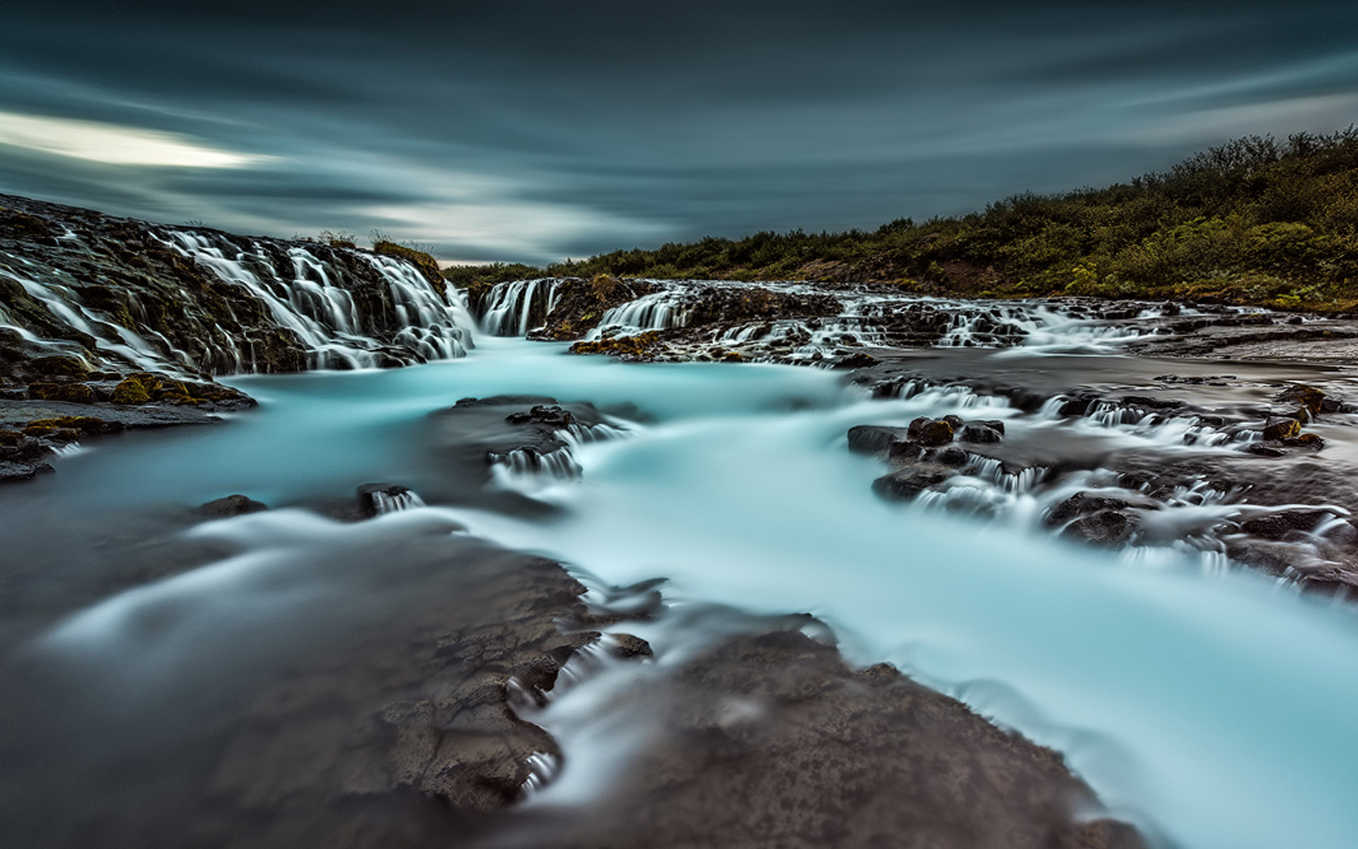 Beautiful Waterfall With Blue Water Iceland Desktop ...