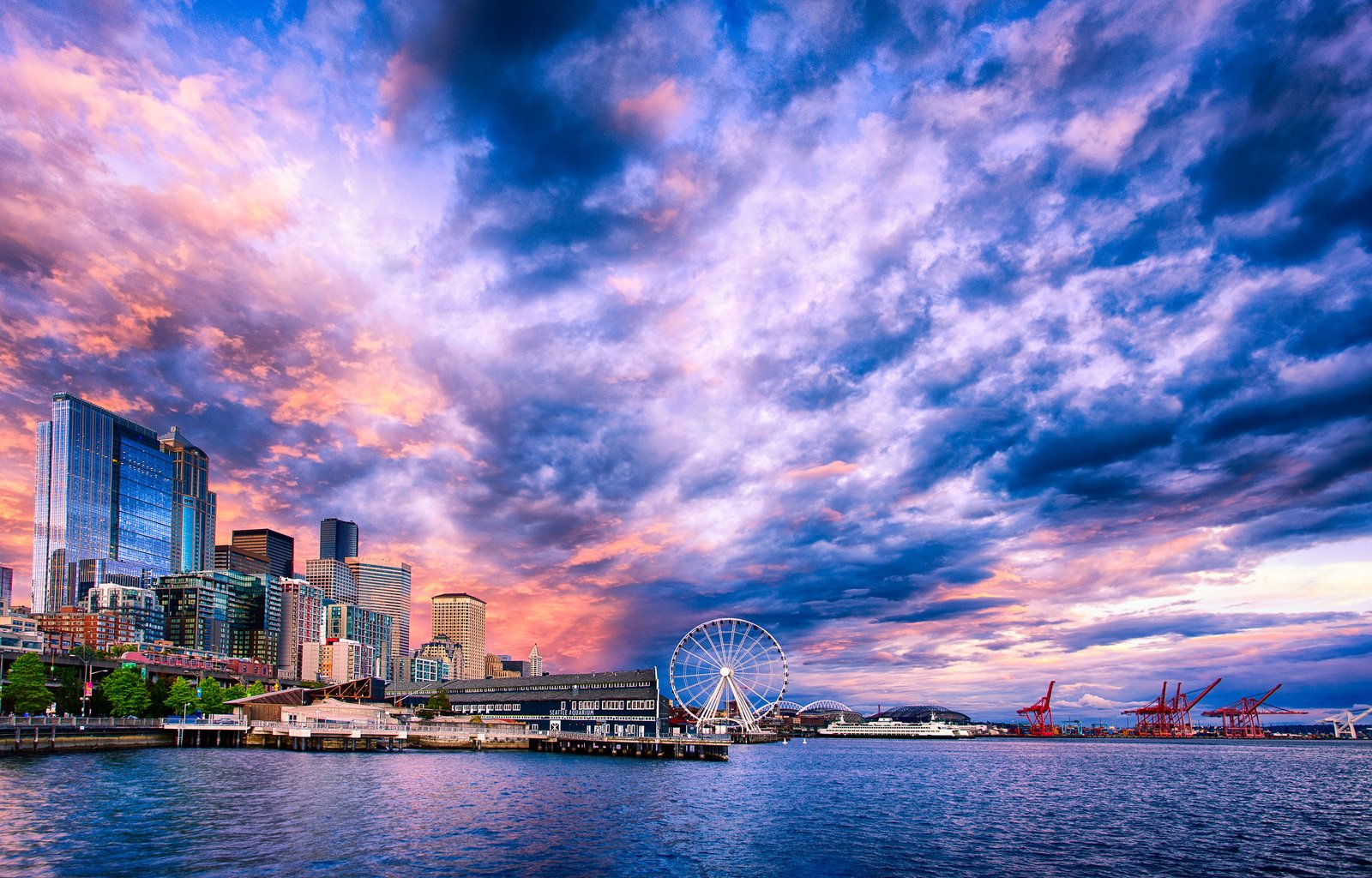 Sunset On The Seattle Waterfront Desktop Wallpaper Hd 2560x1600 Wallpapers13 Com