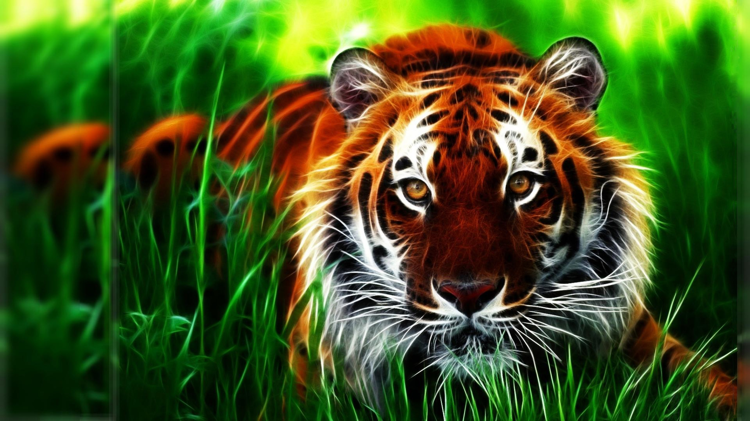 Tiger 3d Computer Digital Hd Wallpaper 2560x1440 : 