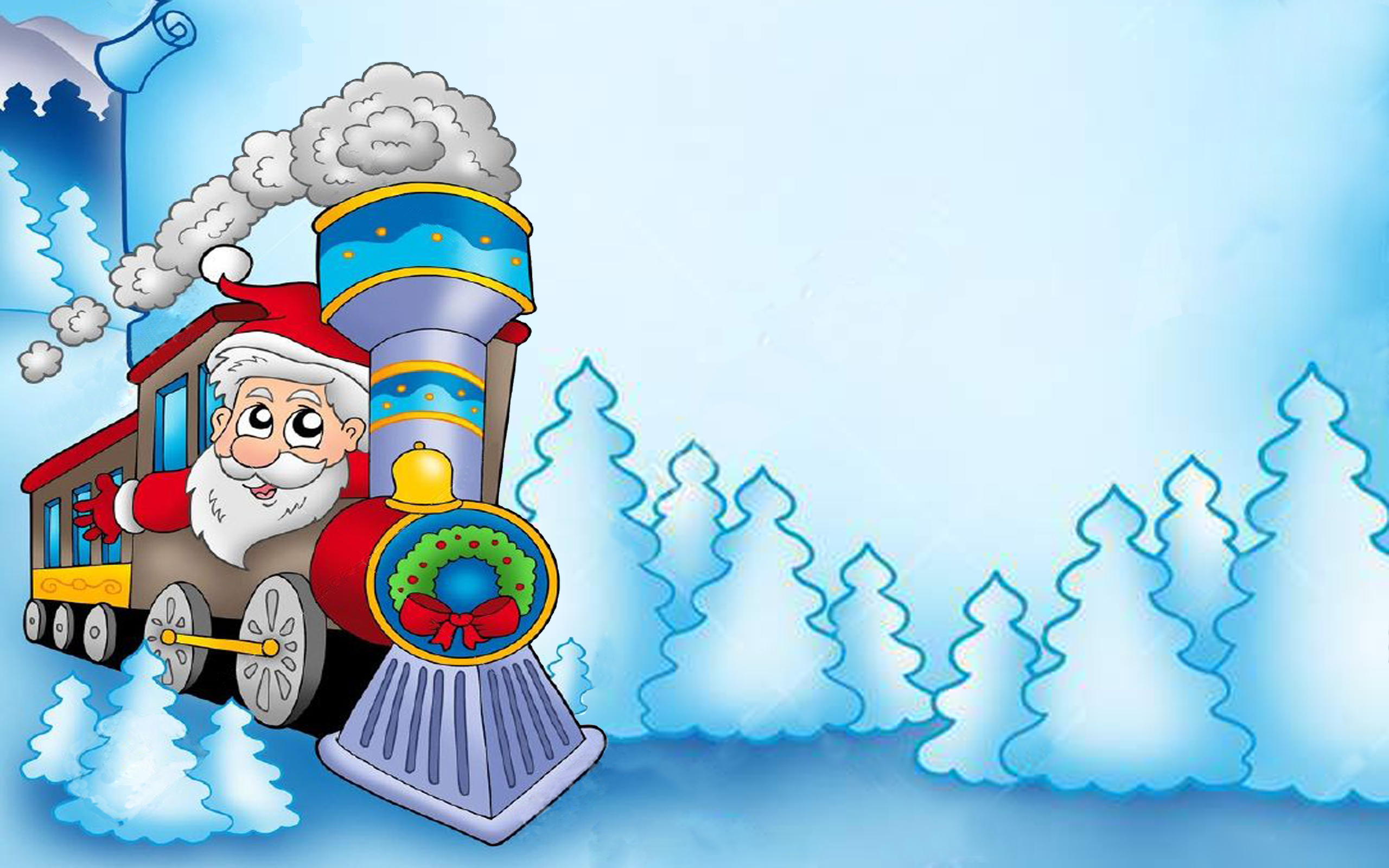 Santa Claus Winter Snow Steam Locomotive Desktop Holiday 
