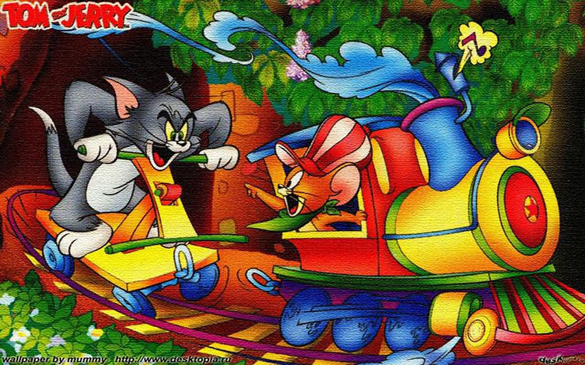 Tom And Jerry Cartoon Race Track Locomotive Desktop Hd Wallpaper For Mobile  Phones Tablet And Pc 1920x1200 : 