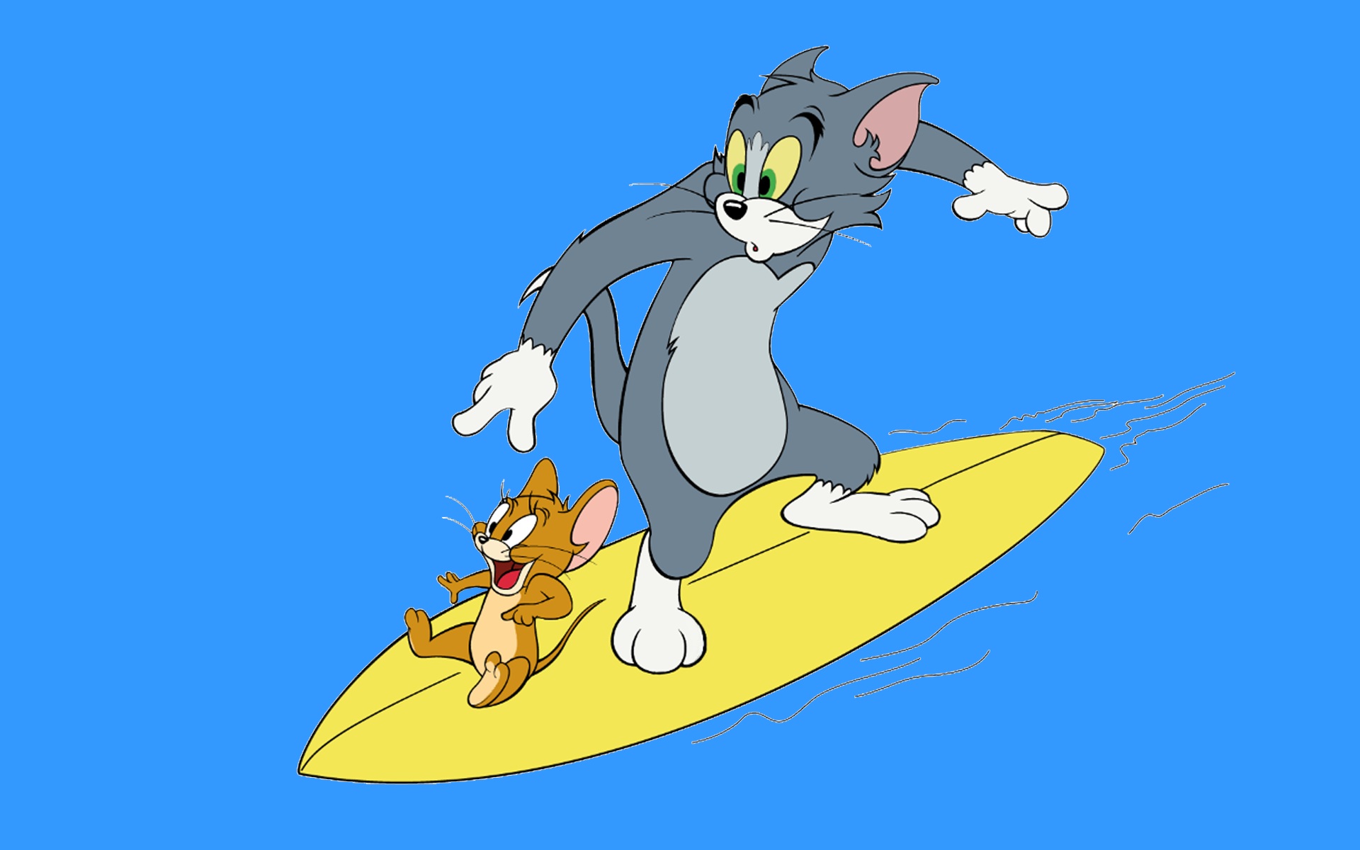 Tom And Jerry Surfing Sea Waves Desktop Wallpaper Hd 1920x1200.