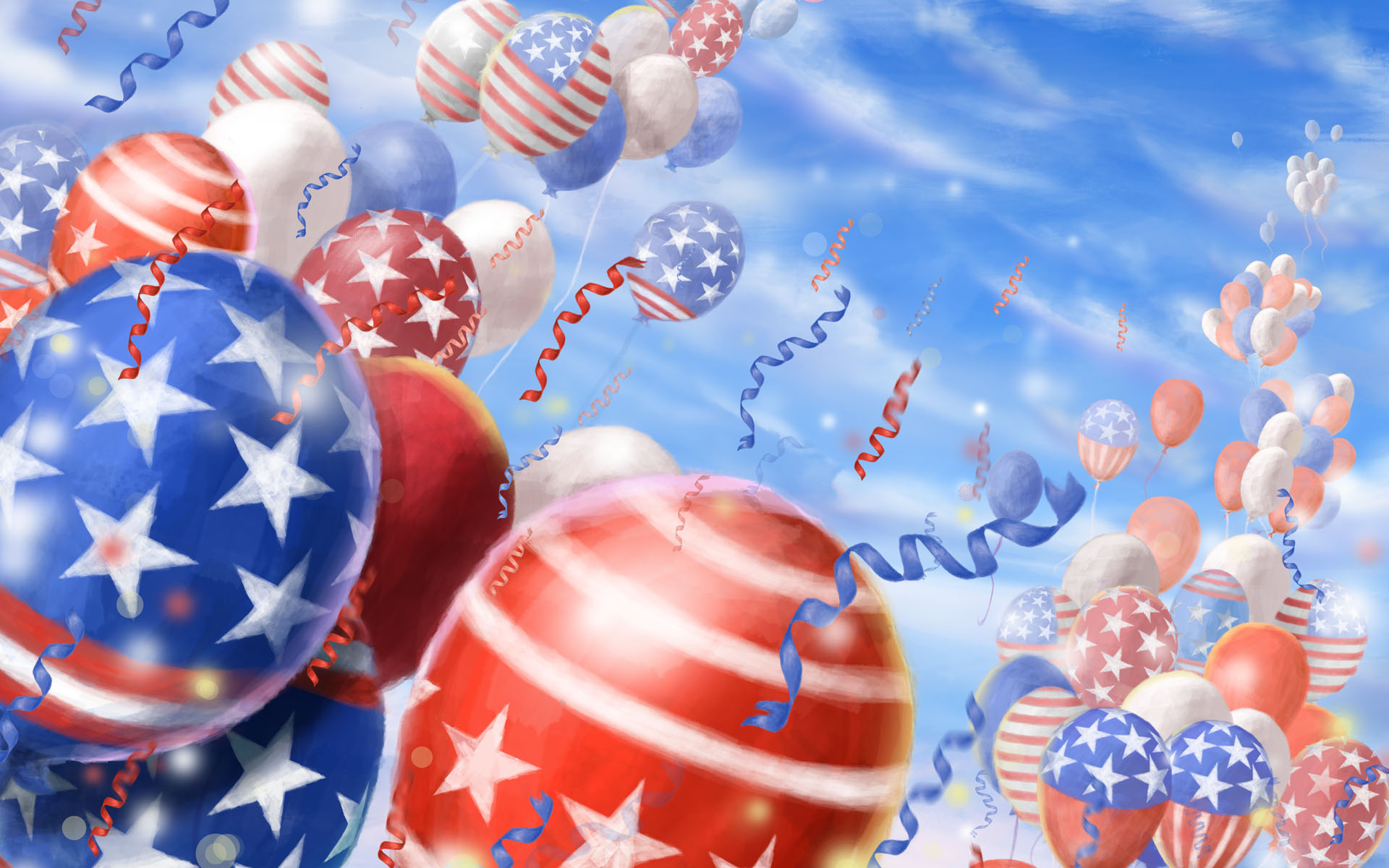 4 July Independence Day Usa Celebration Balloon Motifs Of American Flag  Desktop Hd Wallpaper Download For Mobile And Tablet 1920x1200 :  
