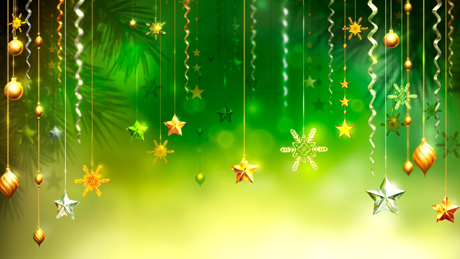 Christmas green Background Stars snowflakes decorative ornaments pictures Wallpapers For Desktop Laptop and Tablet 2560x1440