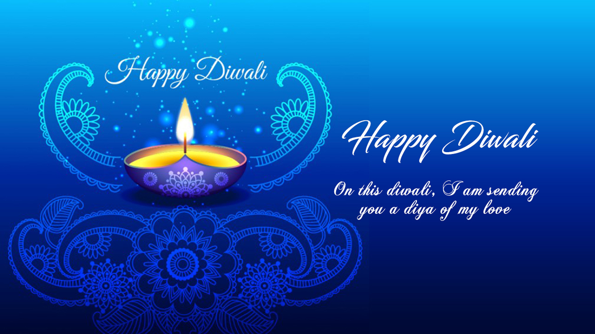 Happy Diwali 2022 Photos Wishes Greeting Card Blue Background Download  1920x1080 : 