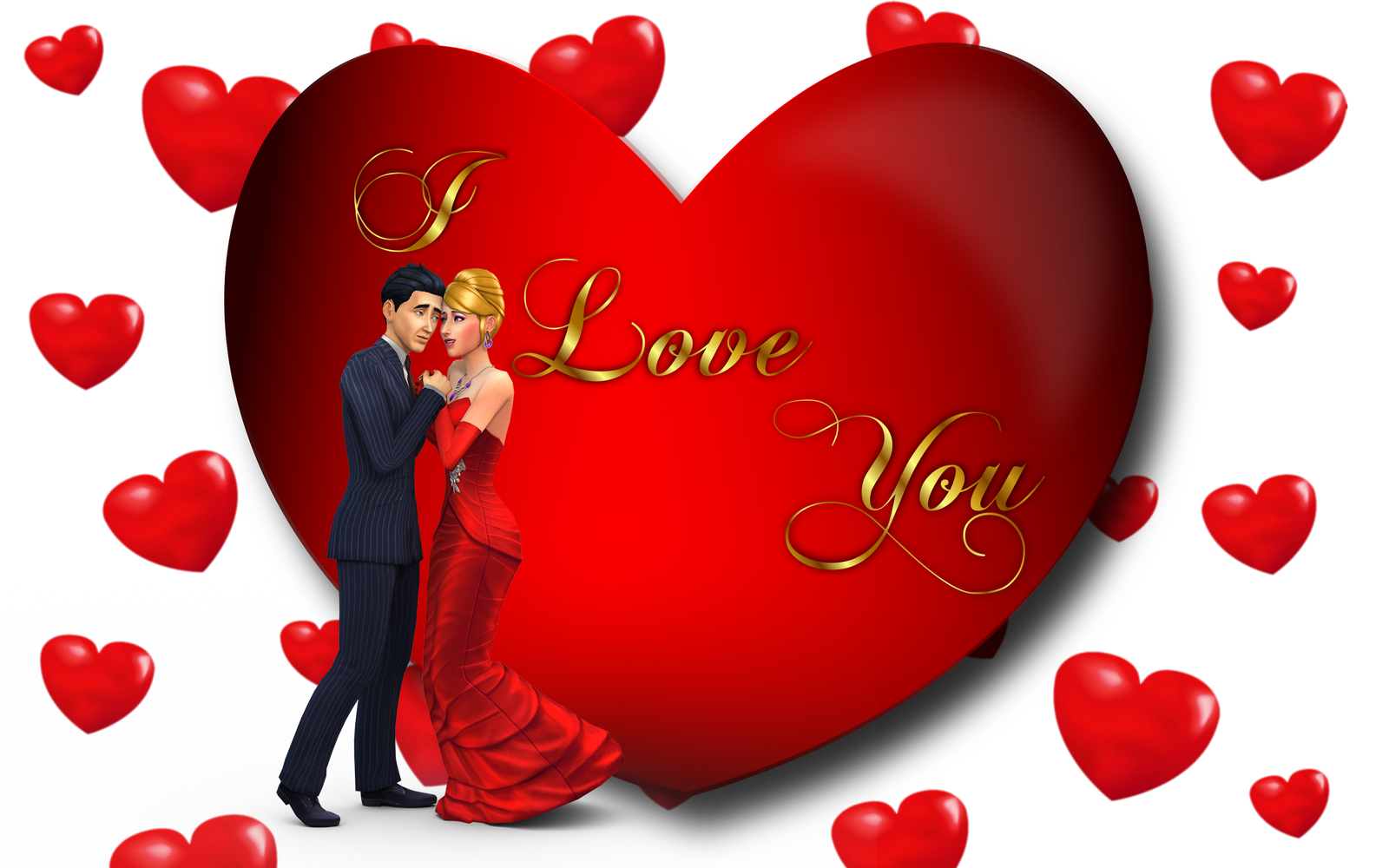 I Love You Loving Couple Red Heart Desktop Hd Wallpaper ...