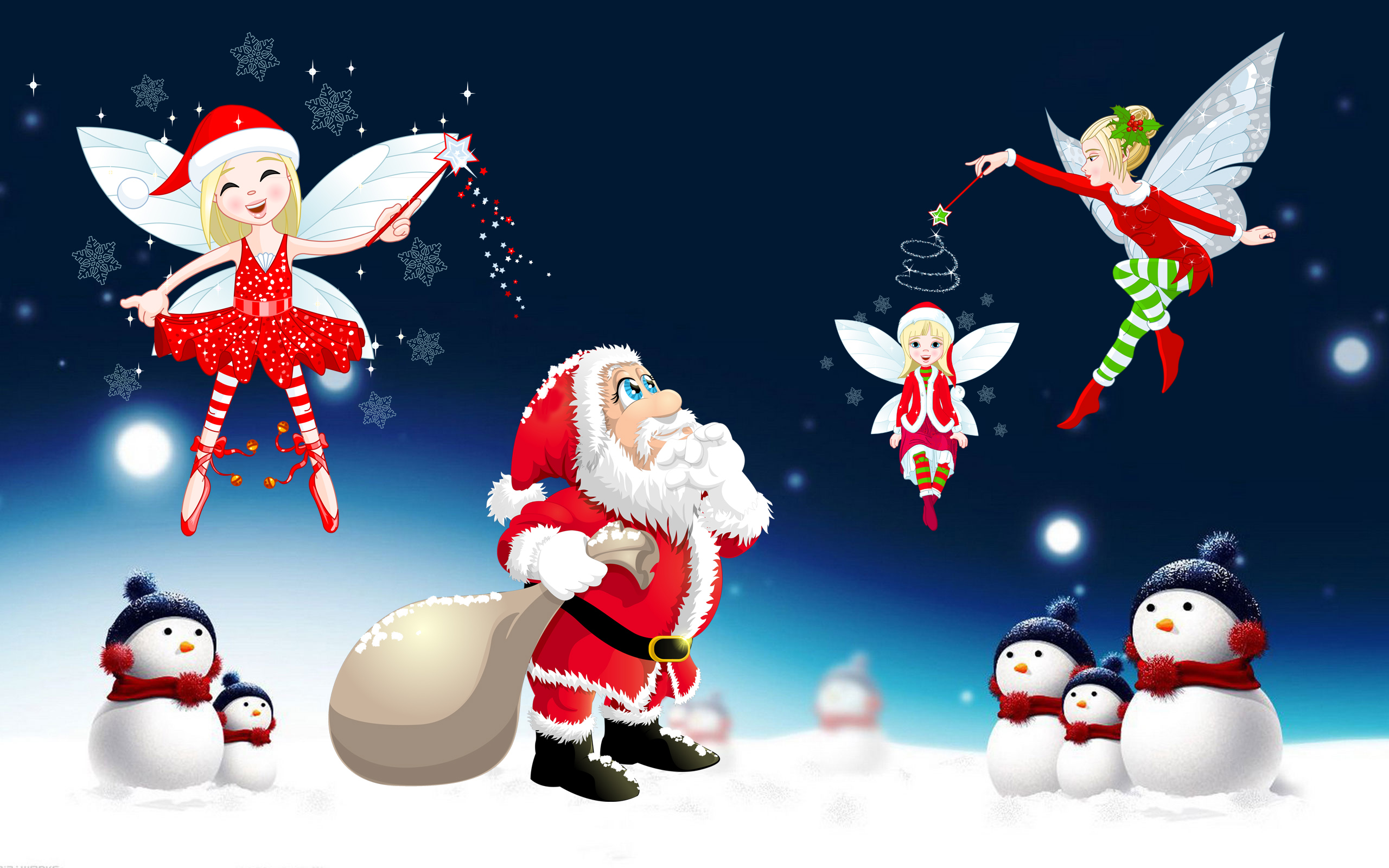 Merry Christmas Santa Claus Desktop Hd Wallpaper For Mobile Phones Tablet  And Pc 2560x1600 : 