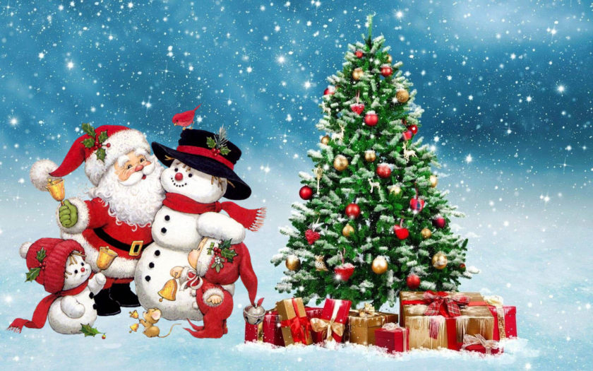 Merry Christmas Santa Snowman Winter Christmas Tree Ornaments Gifts Festive Background  Hd 1920x1200 : 