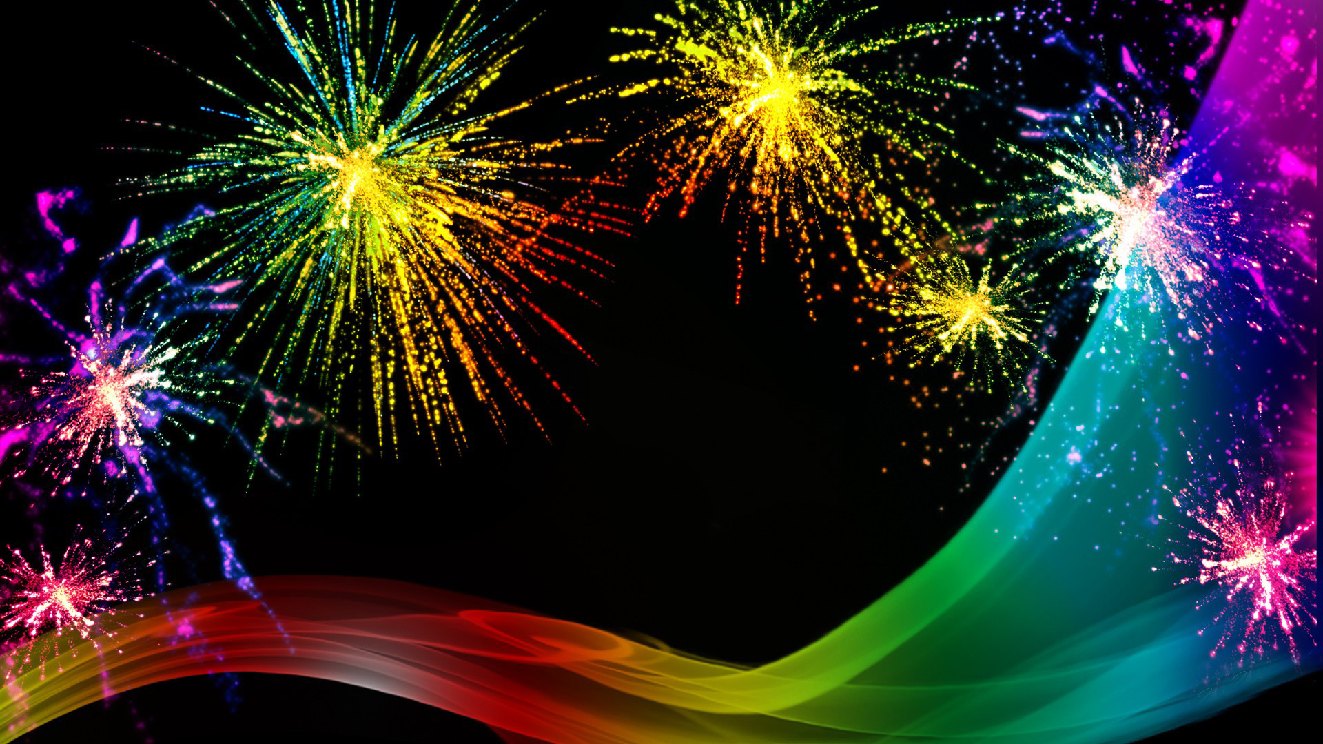 Rainbow Fireworks Celebration Colorful Abstract Image With ...