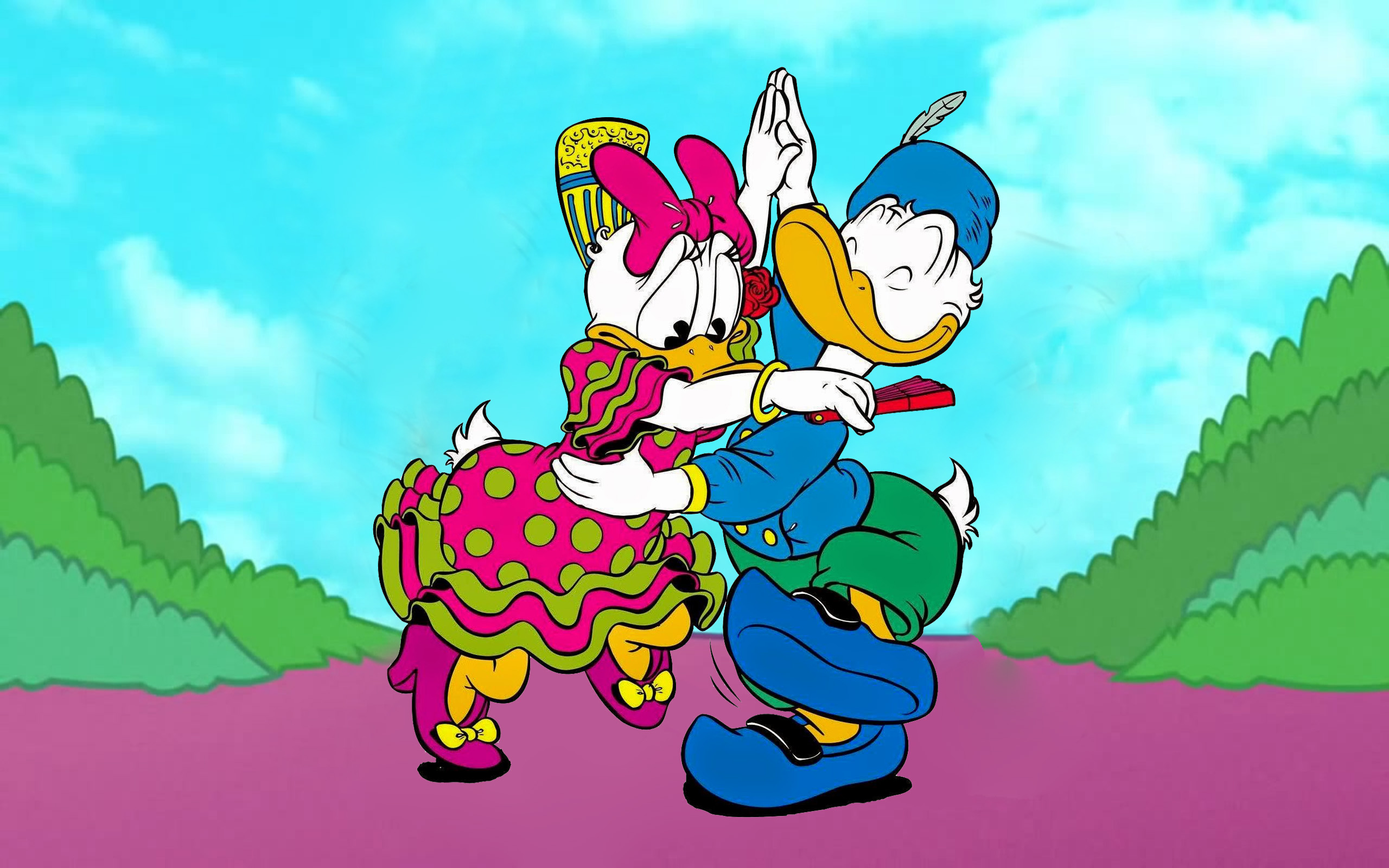 Daisy And Donald Duck Dancing Romantic Couple Hd Wallpaper 2560x1600.