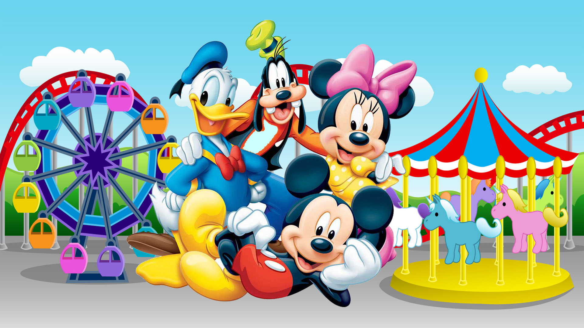 Daisy Duck Goofy Mickey And Minnie Mouse In Luna Park Full Hd Wallpapers 19...