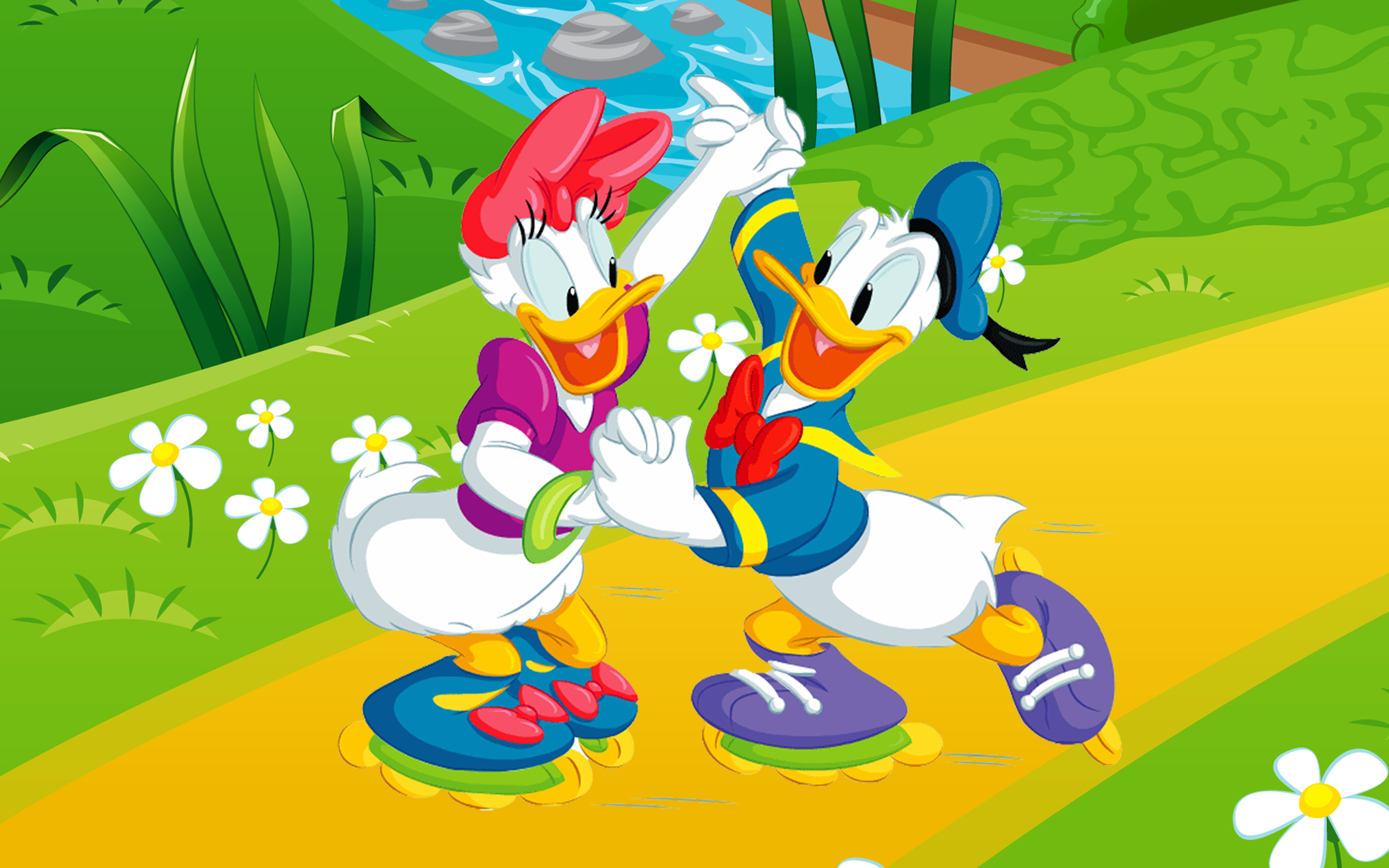 Donald Duck And Daisy Duck Dancing With Rollers Walt Disney Hd Wallpapers 2...