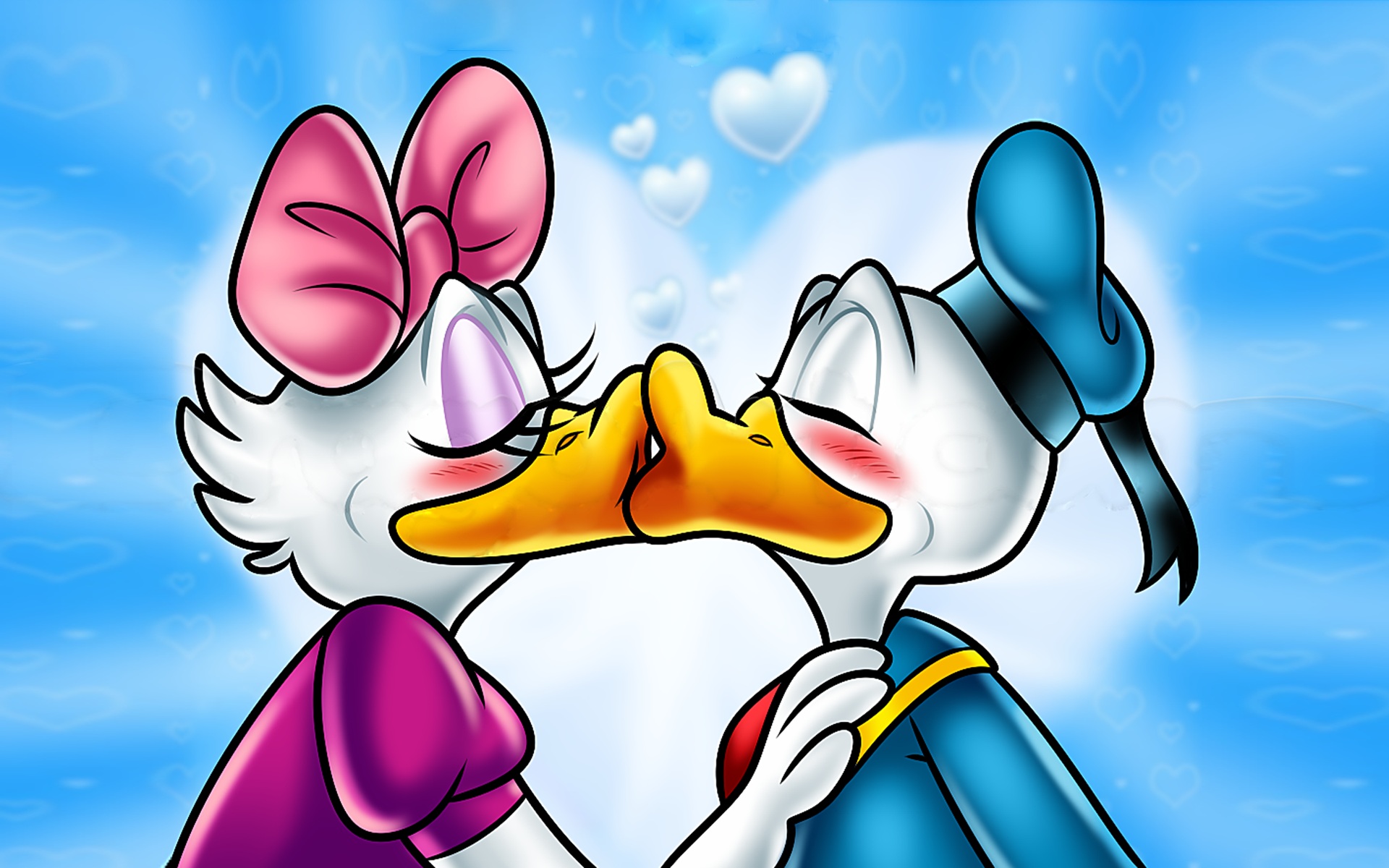 Donald Duck And Daisy Duck Kissing Kids Cartoon Movie Hd Wallpaper 1920x120...