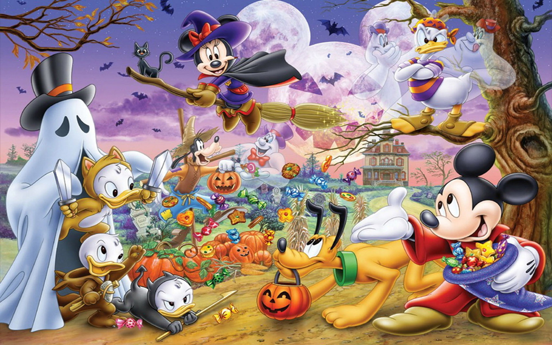 Halloween Cartoon Mickey And Minnie Mouse Donald Duck Pluto Hd