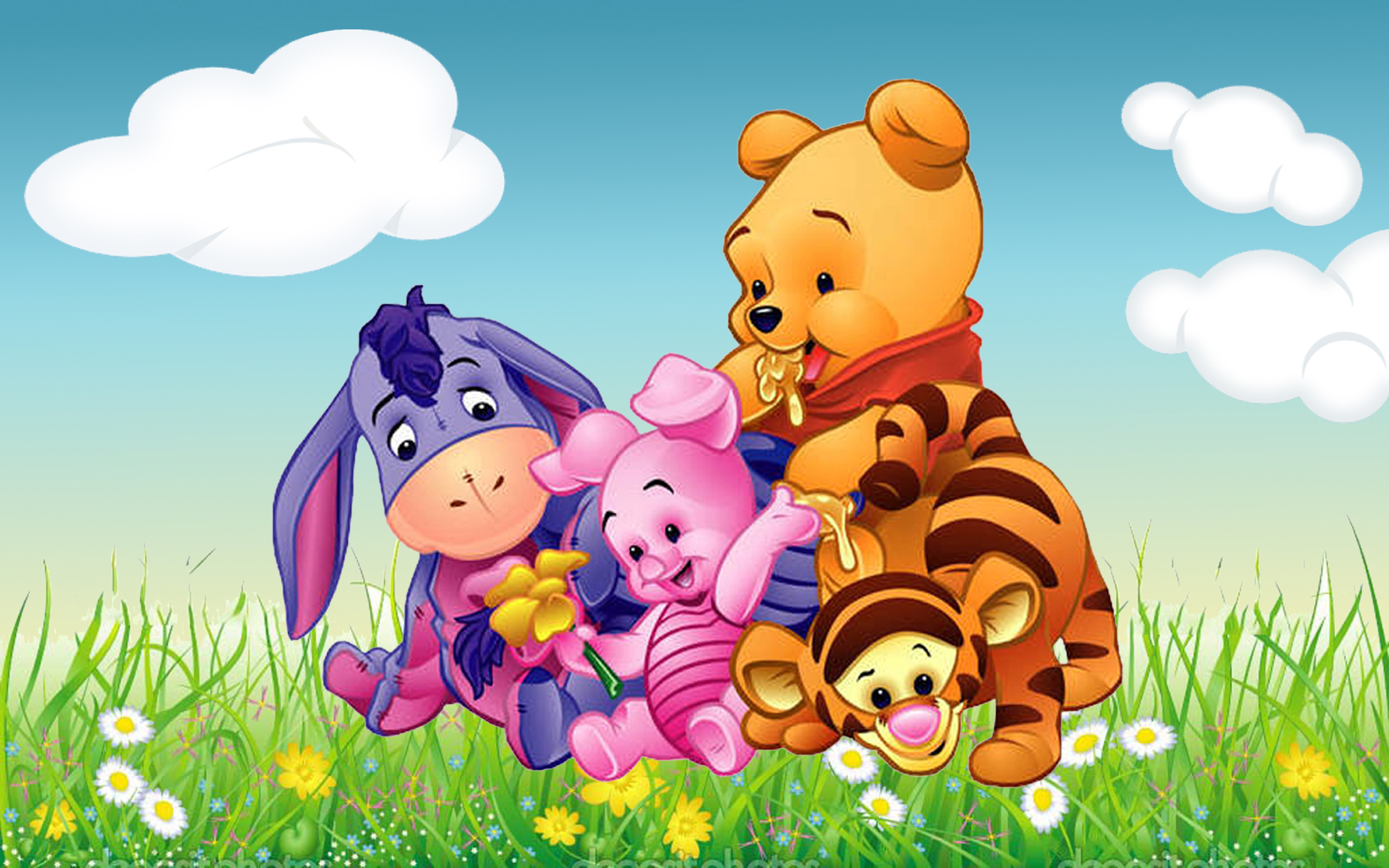 Cartoon Winnie The Pooh Tigger Piglet And Eeyore Babies Hd Wallpaper  2560x1600 : 