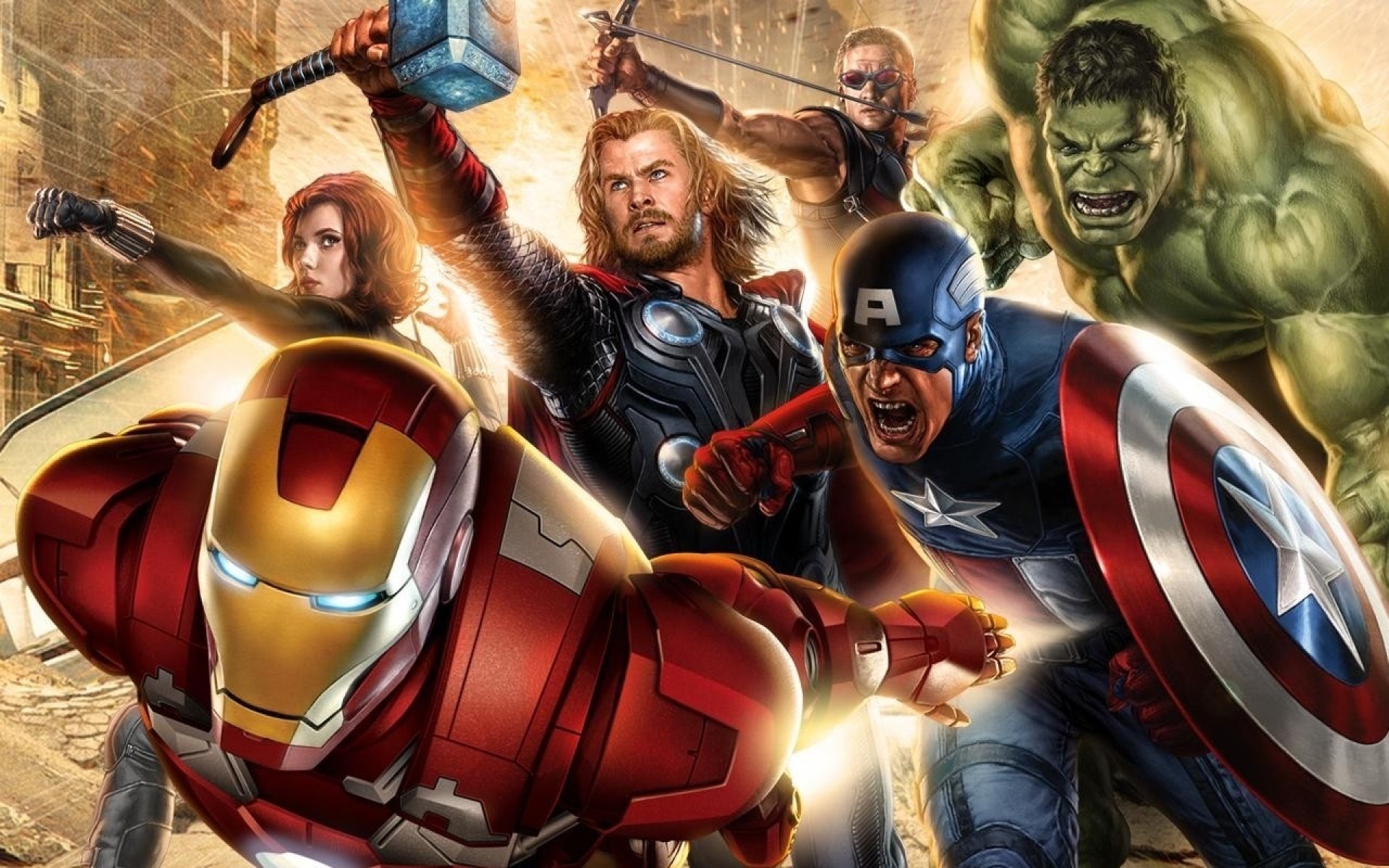 Avengers Age Of Ultron Iron Man Captain America Thor And Hulk Hd Wallpaper  For Desktop 1920x1200 : 