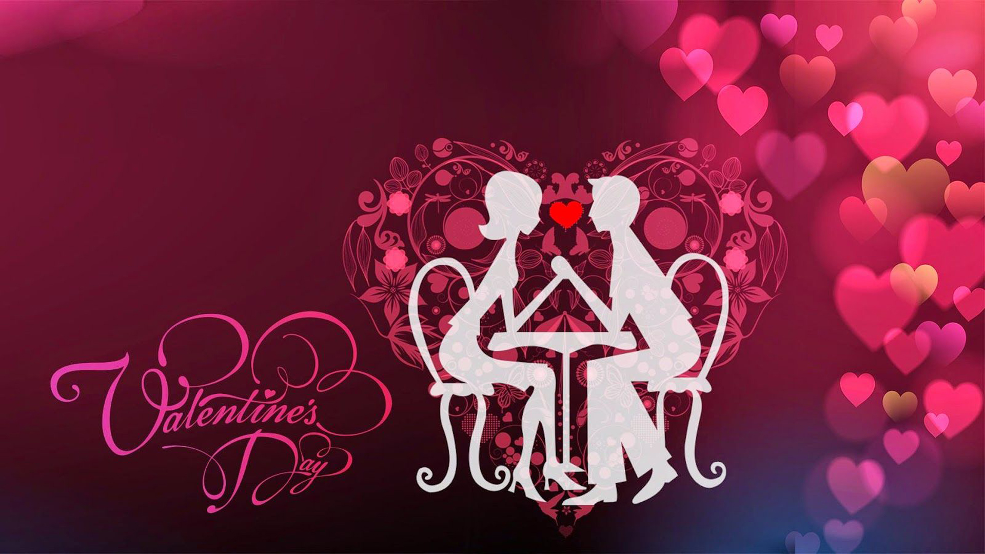 Happy Valentine's Day Meeting Loving Loving Couple Hearts ...