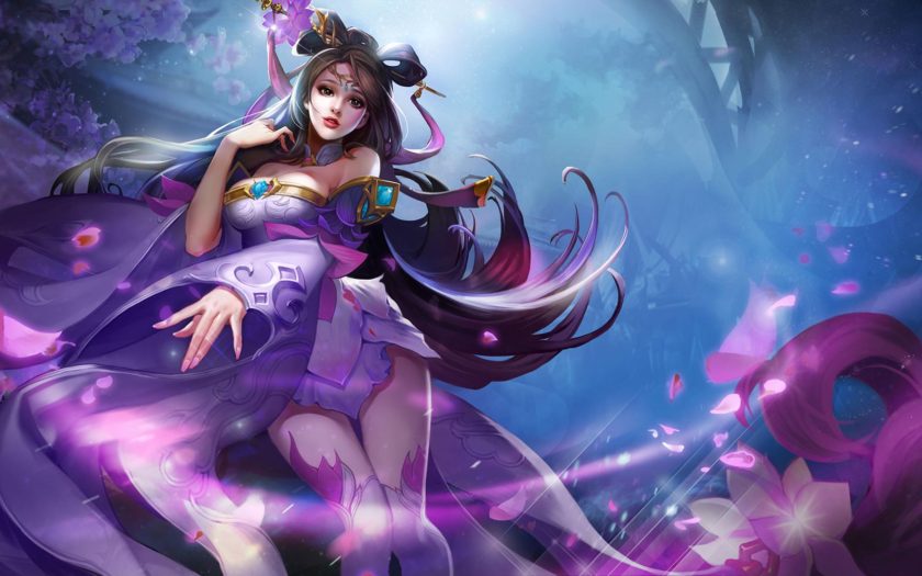 King Of Glory Diao Chan Master Purple Clothes Hd Wallpaper For Desktop  1920x1080 : 