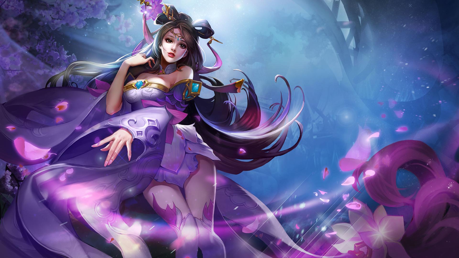King Of Glory Diao Chan Master Purple Clothes Hd Wallpaper For Desktop 