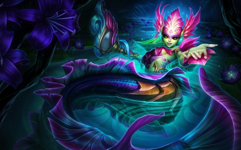 Nami Koi Mermaid Girl River Dark Blue Flowers League Of Legends Computer  Video Game Hd Wallpapers For Tablet And Laptop 2560x1440 : 