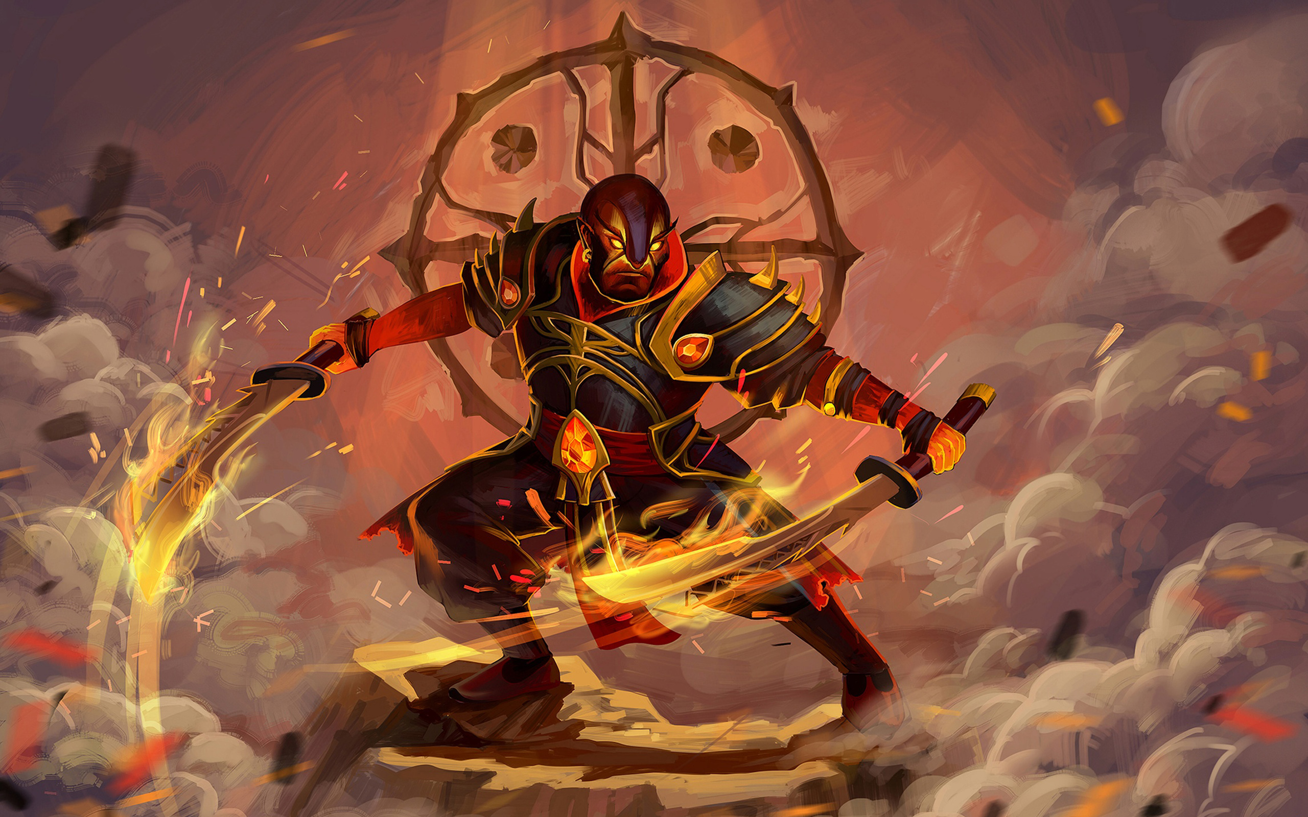 Dota 2 Hero Ember Spirit Warrior Weapon Falchion Swords Armor Art