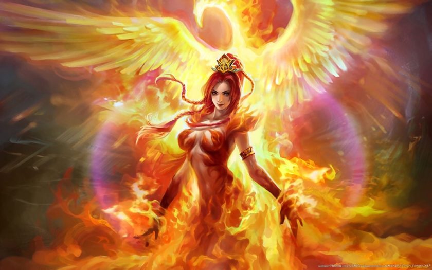 Dota 2 Character Lina Phoenix Flame Girl Fantasy Art Wallpaper Hd 1920x1200  : 