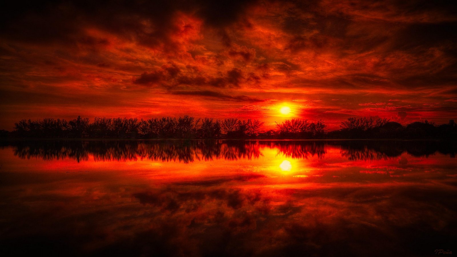 Red Sunset Peaceful Lake Reflections Nature Landscapes Wallpaper Hd 3840x2160