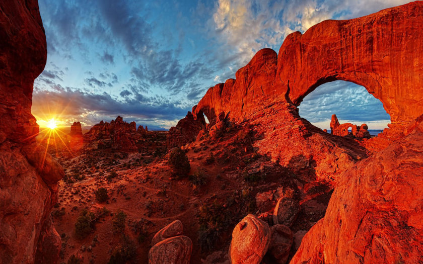 Sunset Landscape Arches National Park State Utah U.s Wallpaper Hd ...