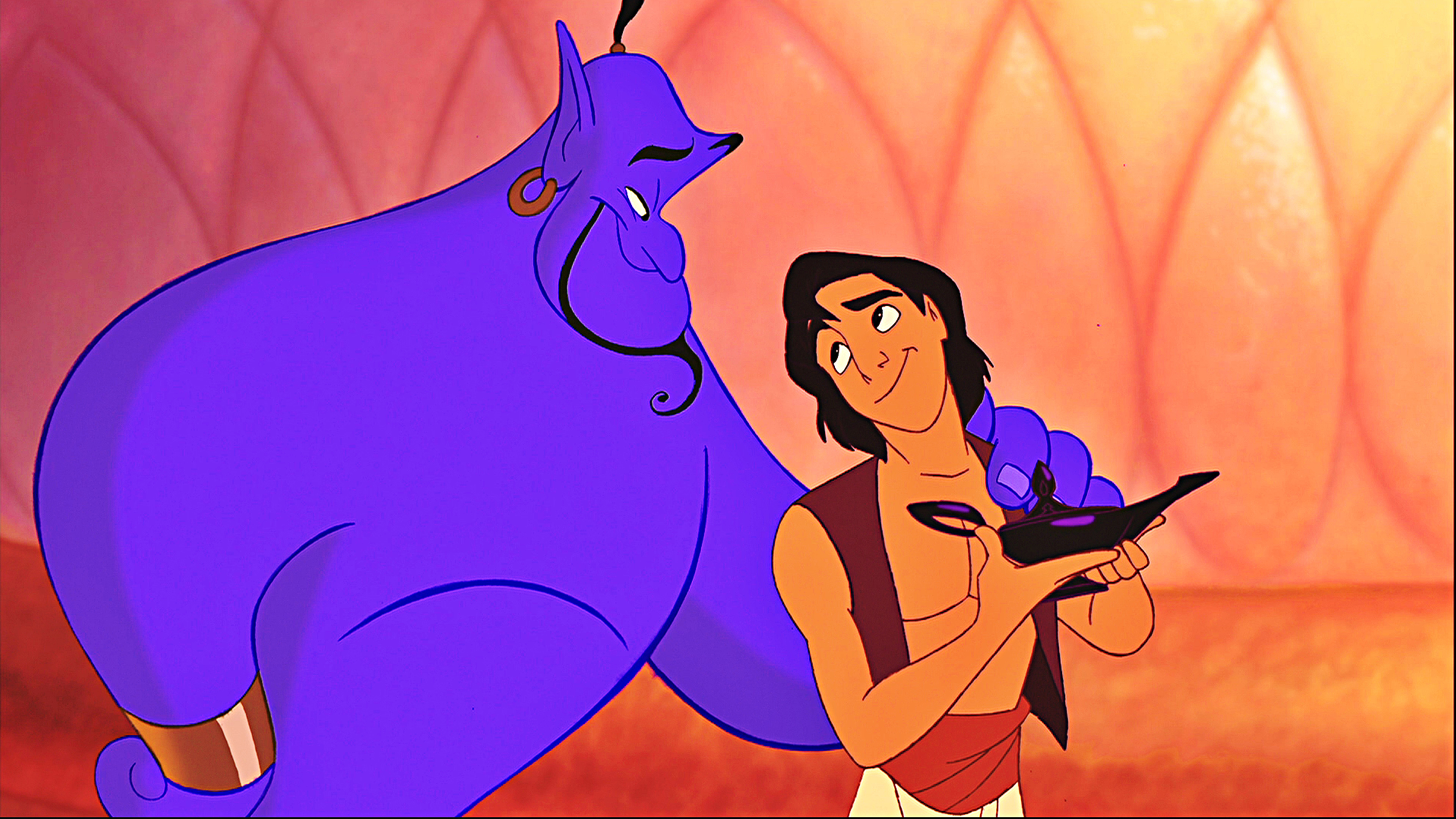 Aladdin And Genie Friend From The Magic Lamp Cartoons Wallpapers Hd  3840x2160 : 