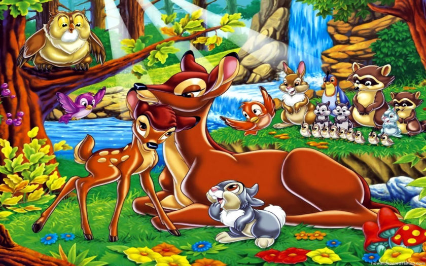 Deer Bambi And Bambi's Mother With Friends Disney Cartoon Wallpaper Hd  1920x1200 : 