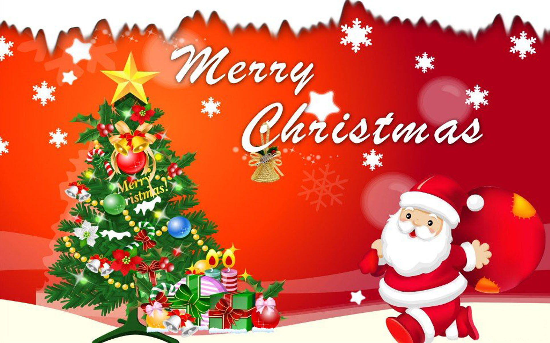 Merry Christmas Santa Claus Christmas Tree Decorations Greeting Card