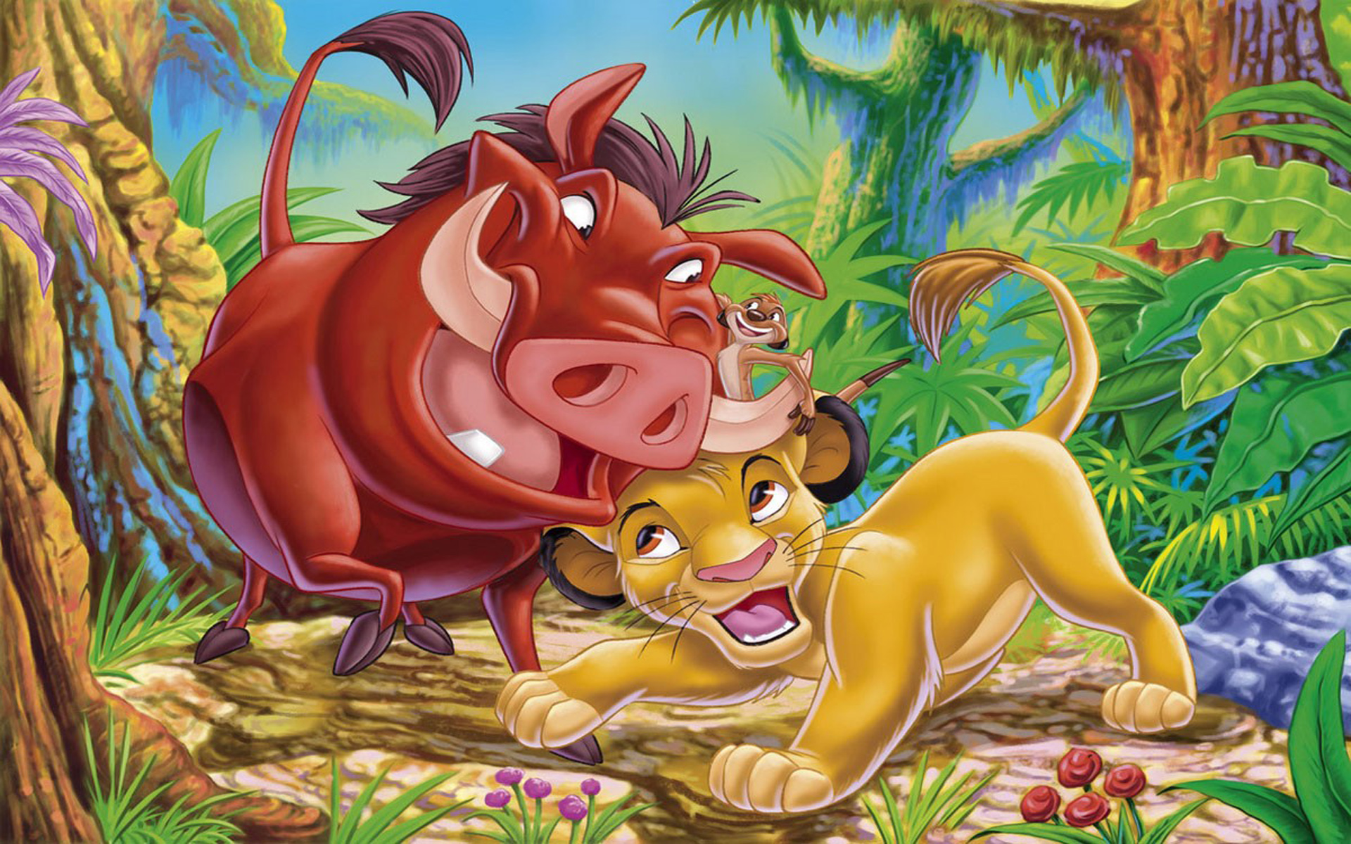 Simba Timon And Pumbaa Cartoon The Lion King Desktop Hd Wallpaper 1920x1200  : 