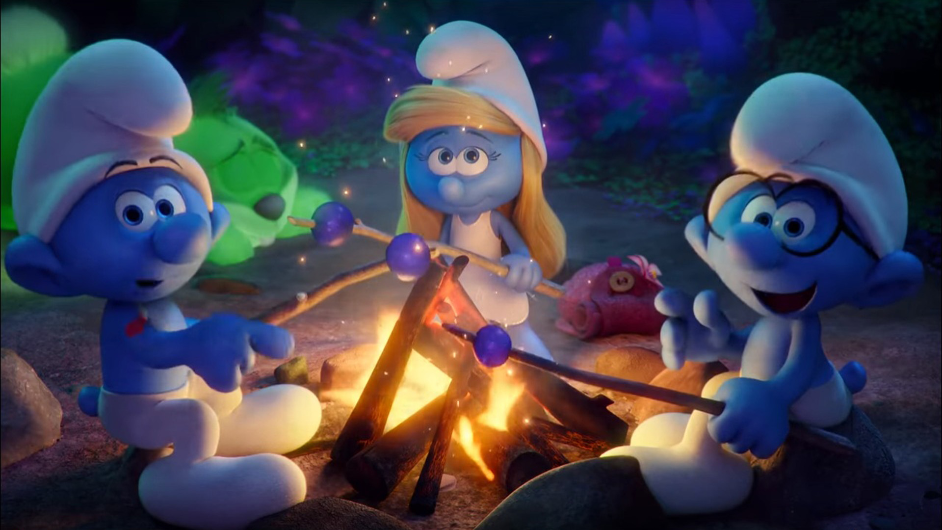 Smurfette Brainy Hefty And Hefty Smurfs In The Movie The Lost Village Scree...