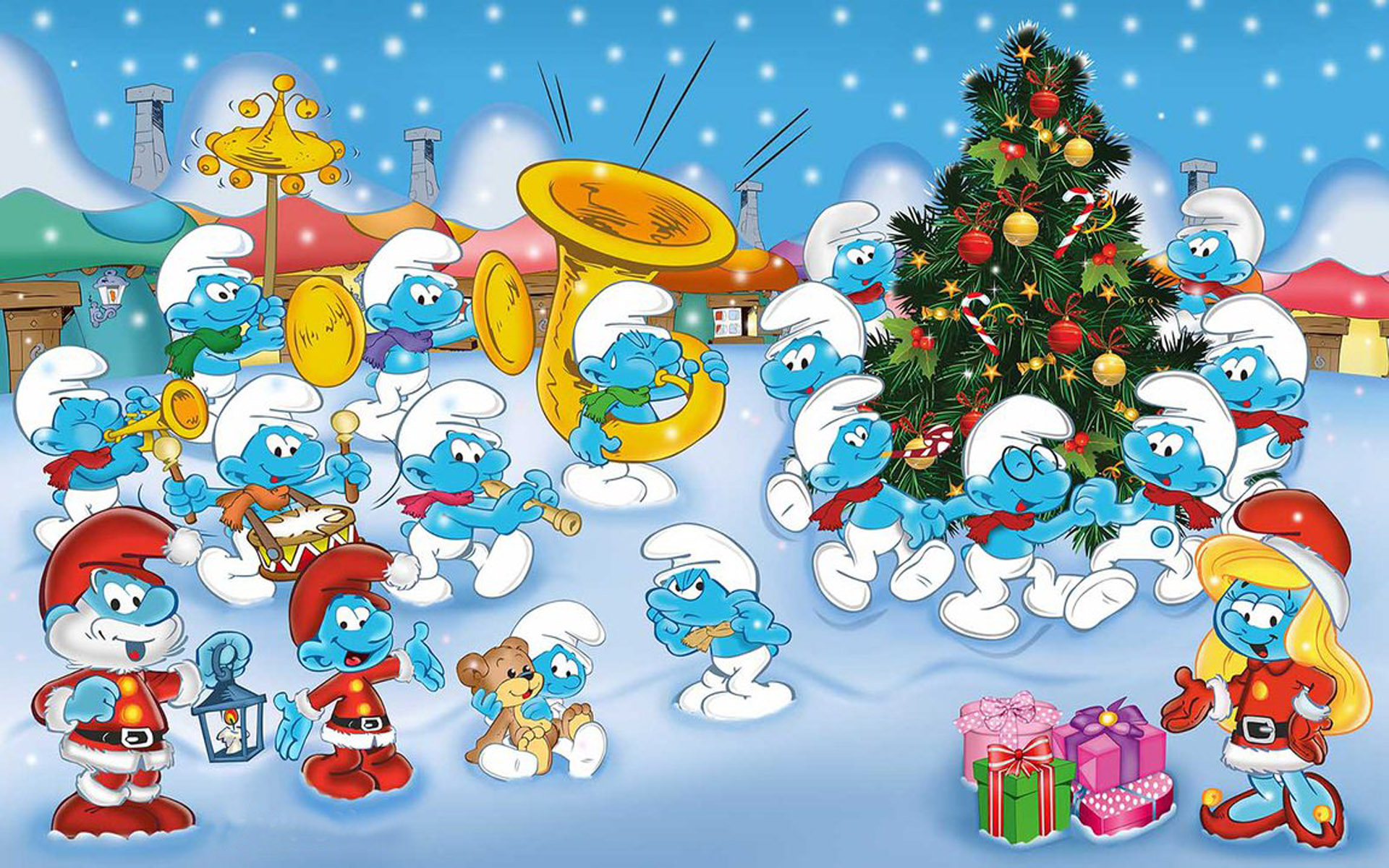 The Smurfs Music Orchestra Cartoons Merry Christmas And Happy New Year