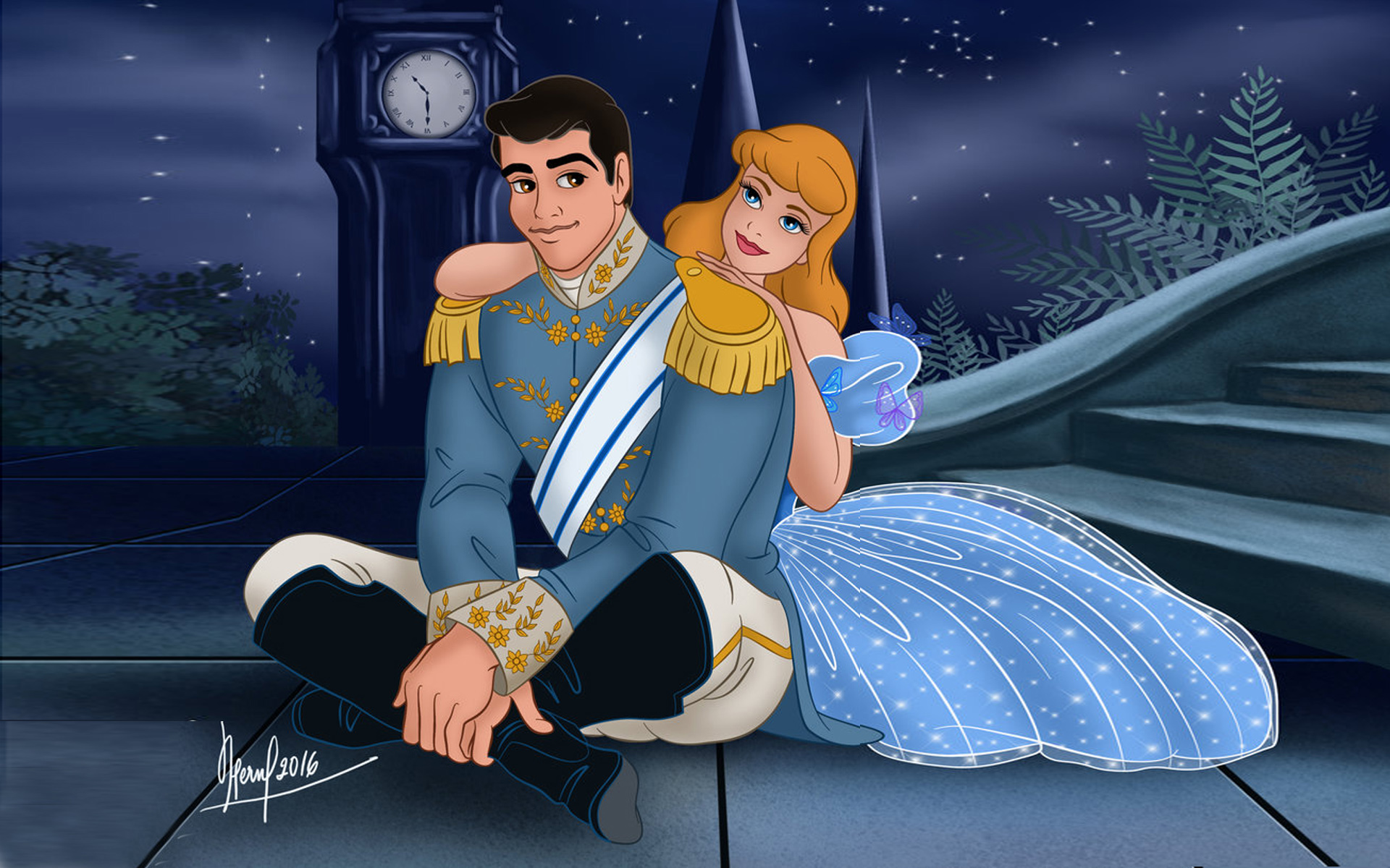Cinderella And Prince Charming Romantic Evening Love Couple Wallpaper Hd  1920x1200 : 