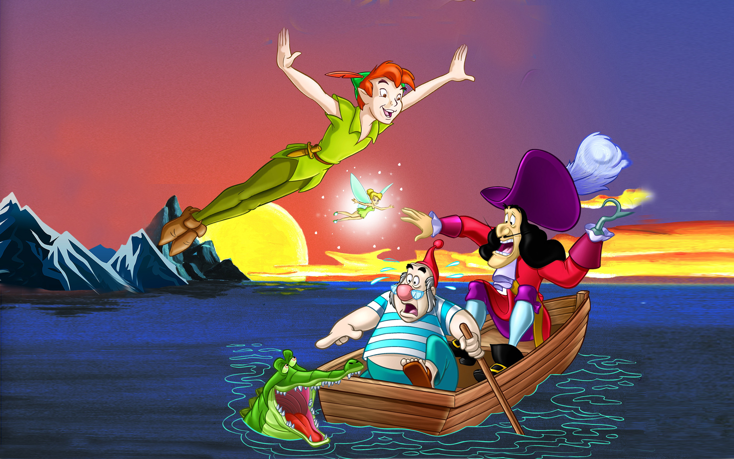 Download Peter Pan Cartoon Cartoon Captain Hook Smee And Tick Tock The Croc...