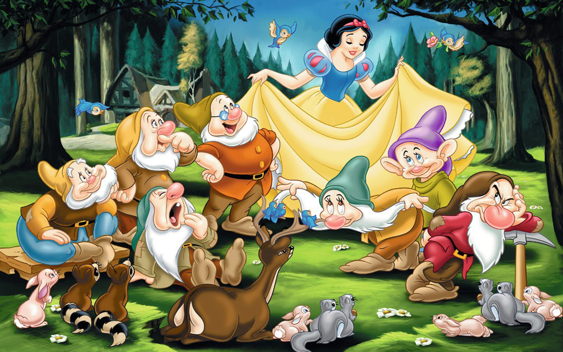 Download Snow White And The Seven Dwarfs Characters Dopey Sneezy Bashful Gr...