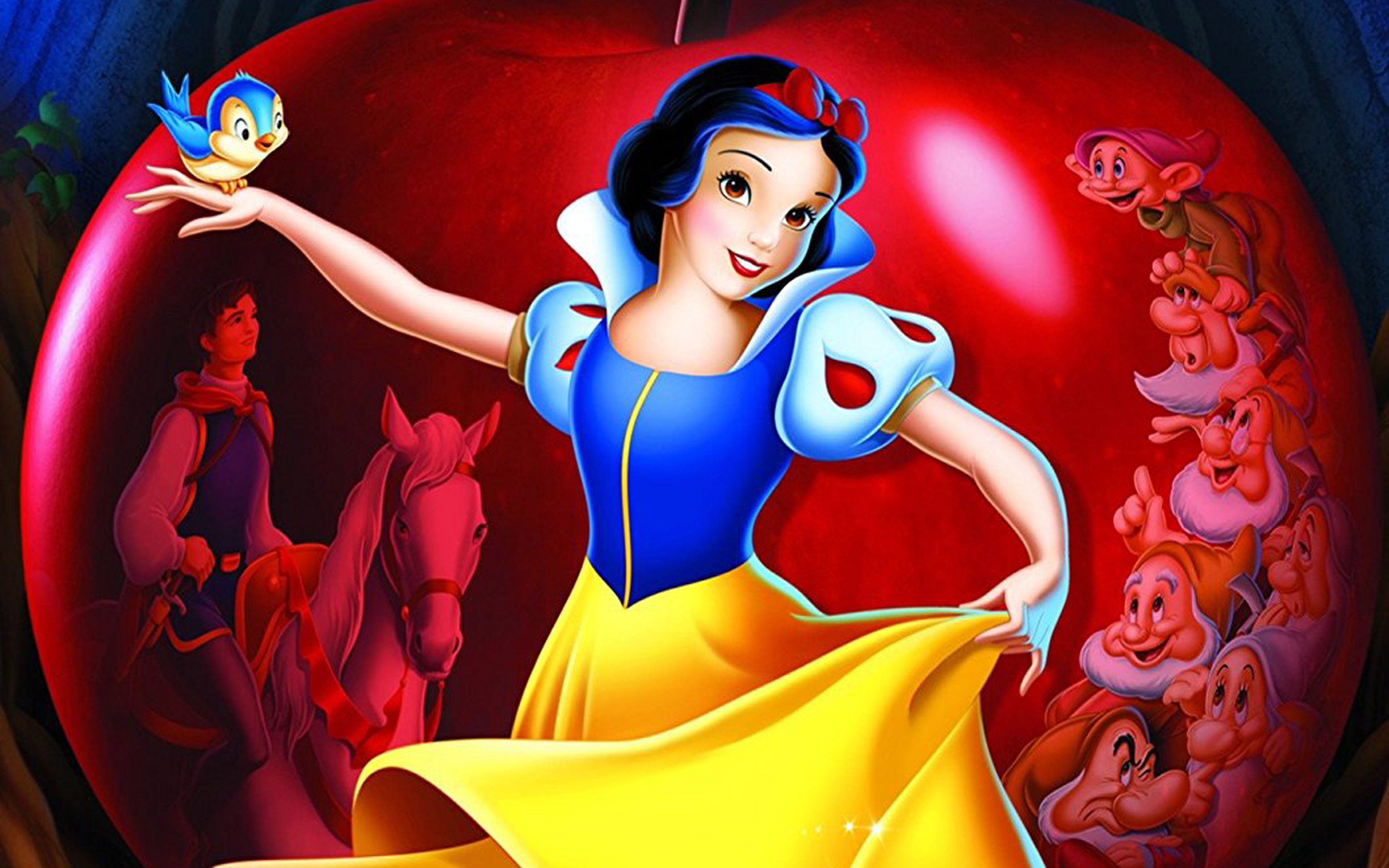 Walt Disney Cartoon Snow White And The Seven Dwarfs Red Apple Hd Wallpaper  3840x2400 : 