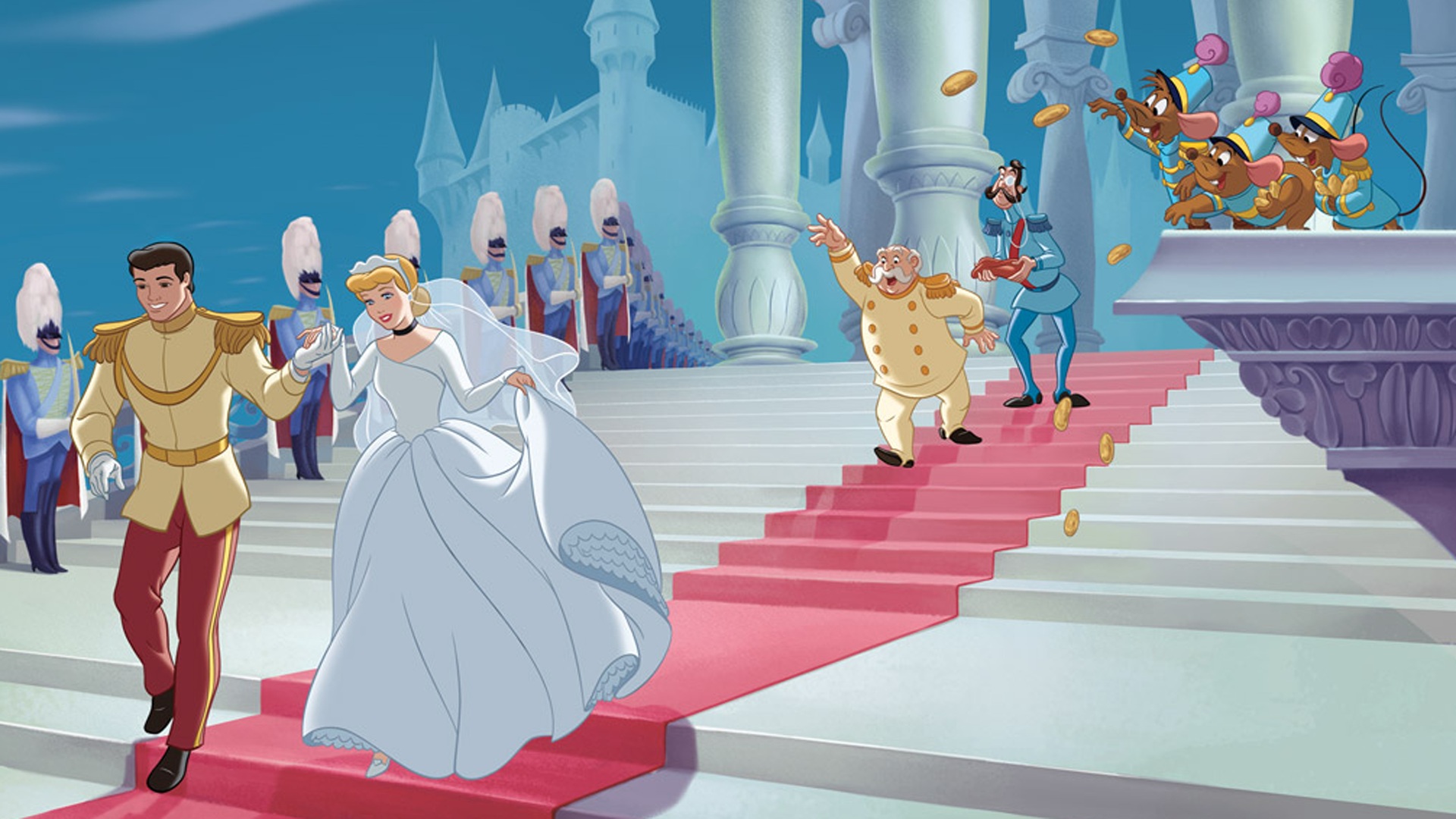 Wedding On Princess Cinderella And Prince Charming Cartoon Walt Disney Hd  Wallpaper 1920x1080 : 