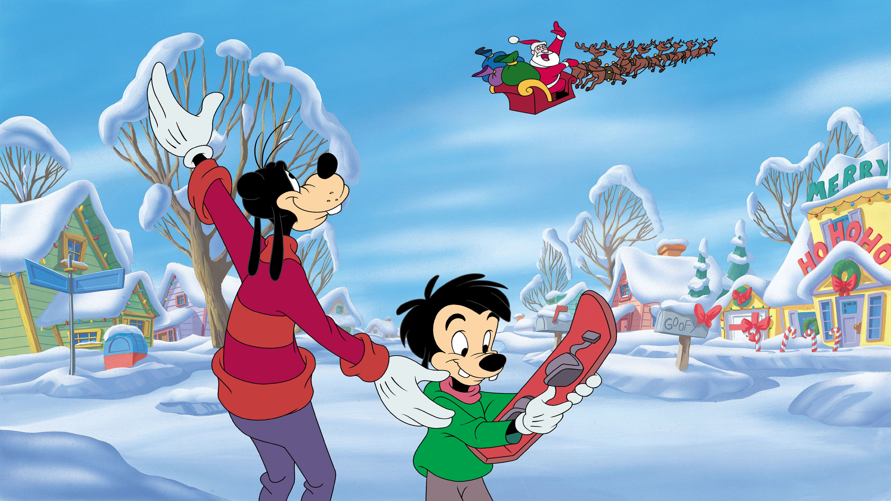 Goofy Cartoon Christmas Gifts From Santa Claus Hd Wallpapers 2880x1620