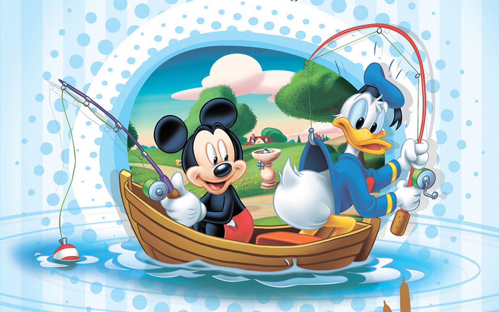 Mickey Mouse And Donald Duck Fishing With Boat Disney Image 1920x1200 