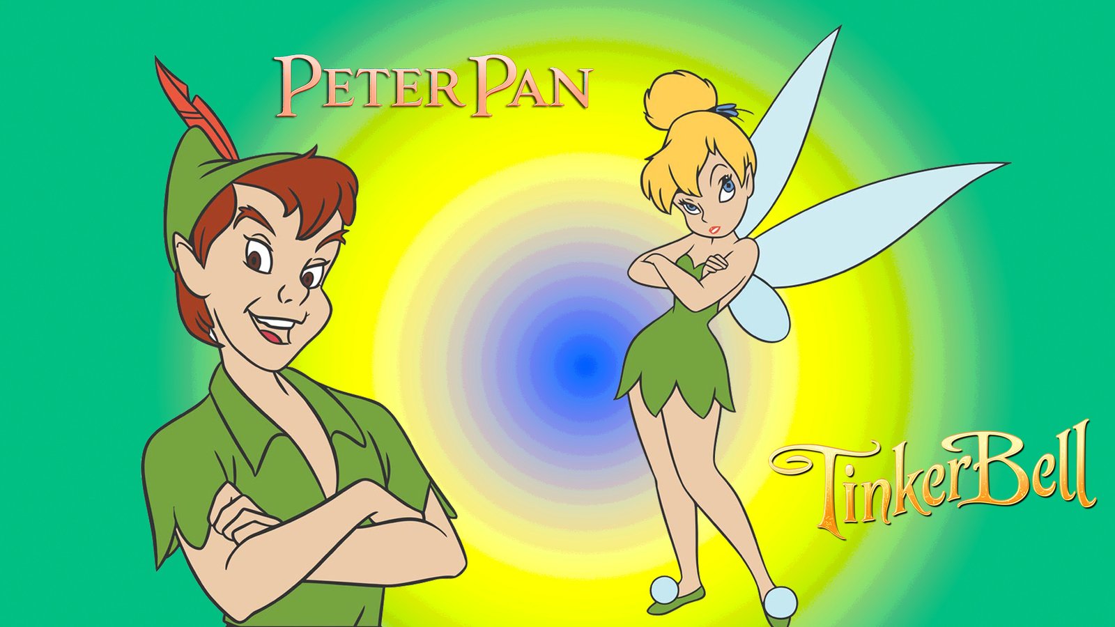 Tinkerbell And Peter Pan Character Disney Vector Graphic Art Wallpaper