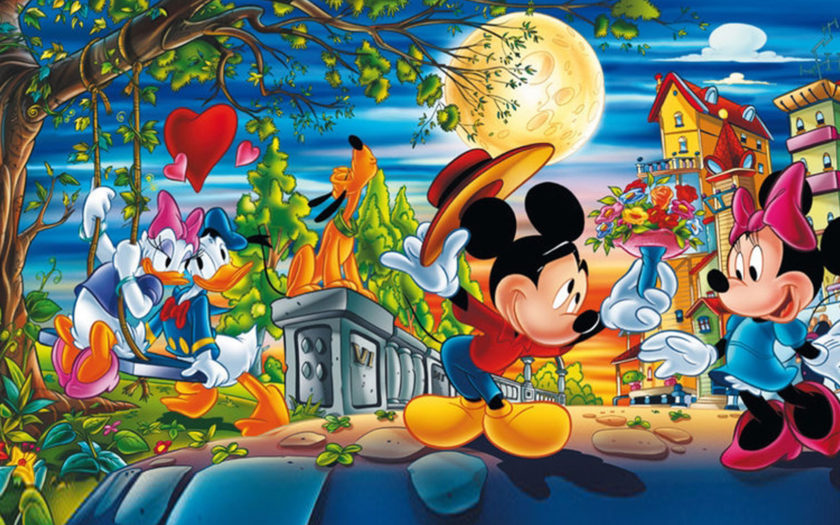 Valentine Day Cartoons Mickey With Minnie Mouse And Donald With Daisy Duck  Disney Pictures Love Couple Wallpaper Hd 1920x1080 : 