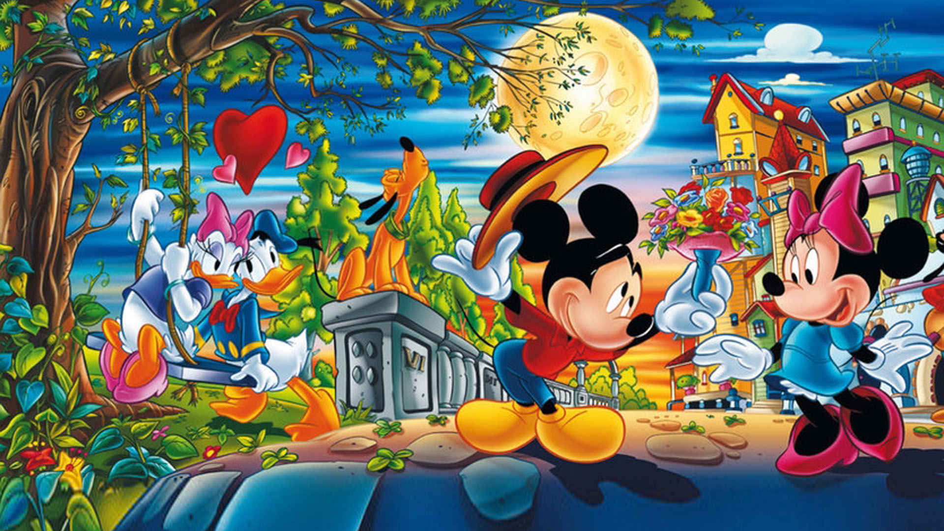 Valentine Day Cartoons Mickey With Minnie Mouse And Donald With Daisy Duck Disney...
